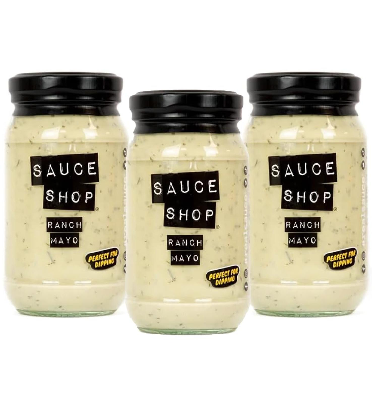 Sauce Shop - Ranch Mayo Pack of 3 - Mayonnaise and Ranch Sauce - Vegetarian - 3x 260g Glass Jars