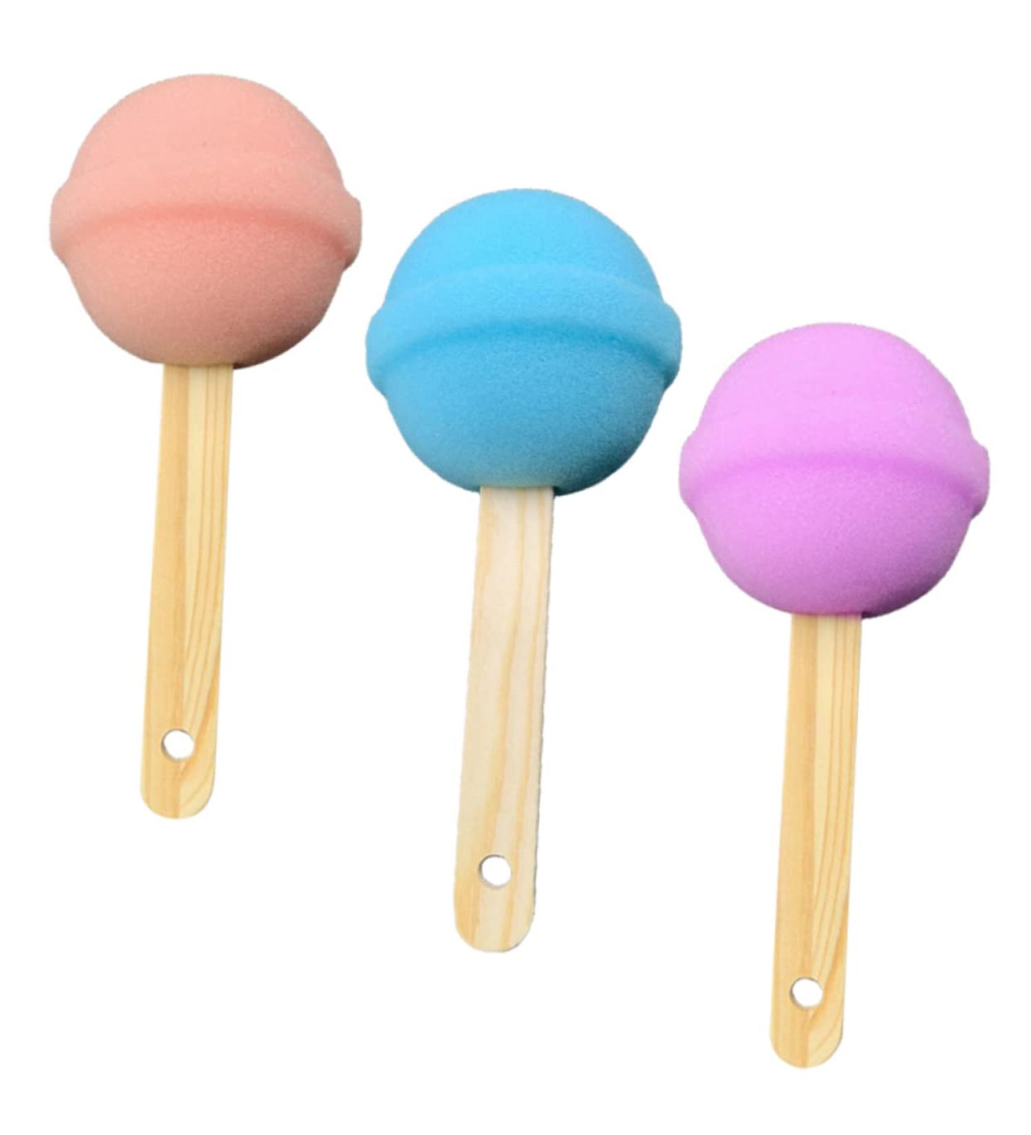 FRCOLOR 3pcs Long Handle Bath Sponge Set - Comfortable Handheld Blue Lollies & Ice Cream Design for Women | Perfect for Cleansing & Back Scrubbing - Buy Online on GoSupps.com