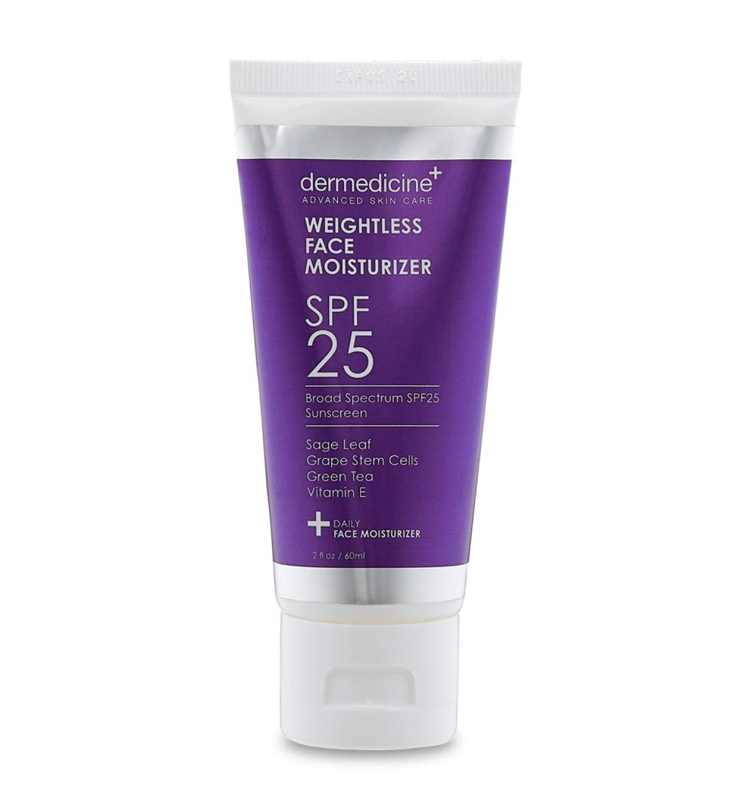 Weightless Daily Face Moisturizer & Zinc Oxide Sunscreen SPF 25 | Broad Spectrum UVA/UVB Protection | Enriched with Sage Leaf Grape Stem Cells Green Tea & Vitamin E | 2 oz / 60 g - Buy Online on GoSupps.com