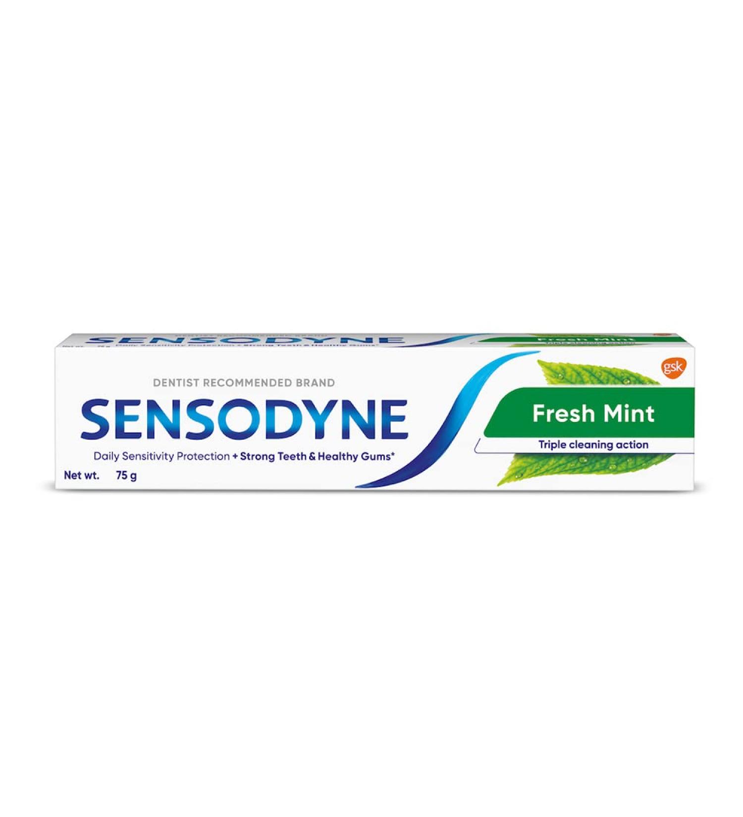 Sensodyne Fresh Mint Sensitivity Toothpaste 70g - Soothes Sensitive Teeth, Promotes Fresh Breath - Pack of 1 - Buy Online on GoSupps.com
