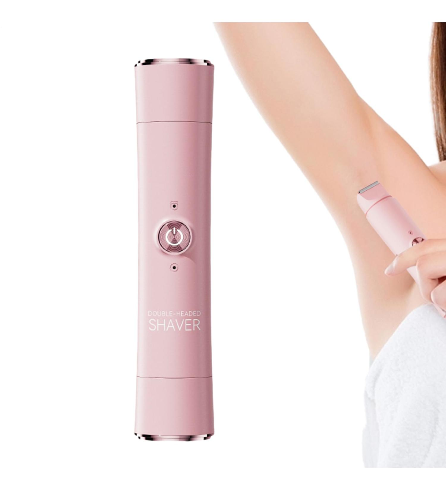 Tioheam Womens Electric Shaver Double Head Bikini TrimmerDevice for Hair Removal and Care of Body Legs Face Private Areas Beard and Eyebrows Pink - Buy Online on GoSupps.com