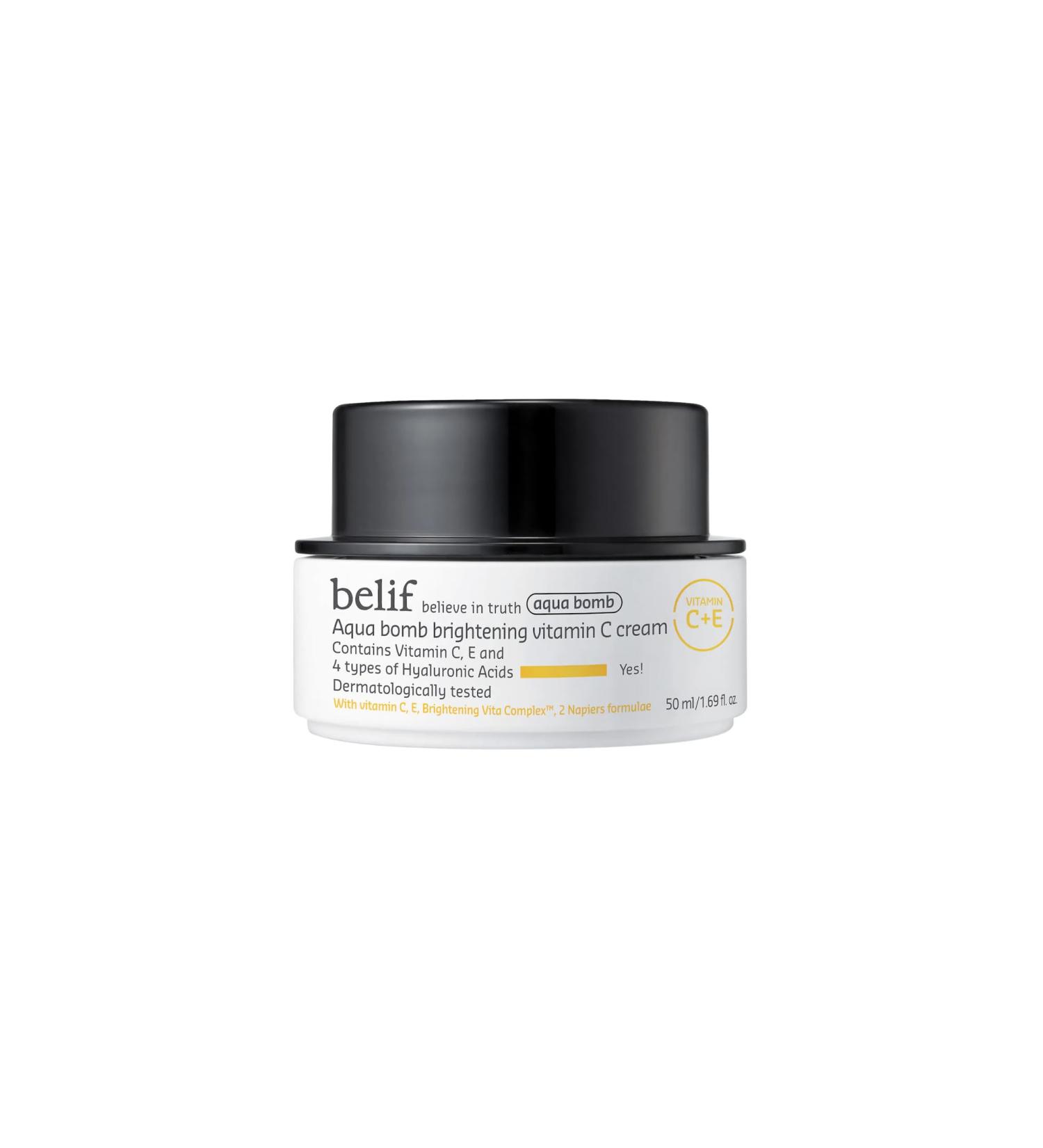 belif Aqua Bomb Vitamin C Face Cream Moisturizer Infused with Hyaluronic Acid Vitamin C & Vitamin E Intense Hydration For All Skin Types Korean Skin Care New Formula 1.69 Fl Oz (Pack of 1) - Buy Online on GoSupps.com