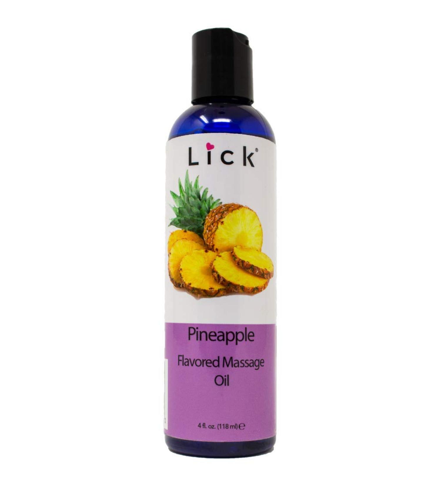Pineapple Flavored Massage Oil for Couples - Edible & Non-Sticky with Vitamin E, Sweet Almond & Coconut Oil - Natural, Vegan Relaxing Lotion (4 oz) - Buy Online on GoSupps.com