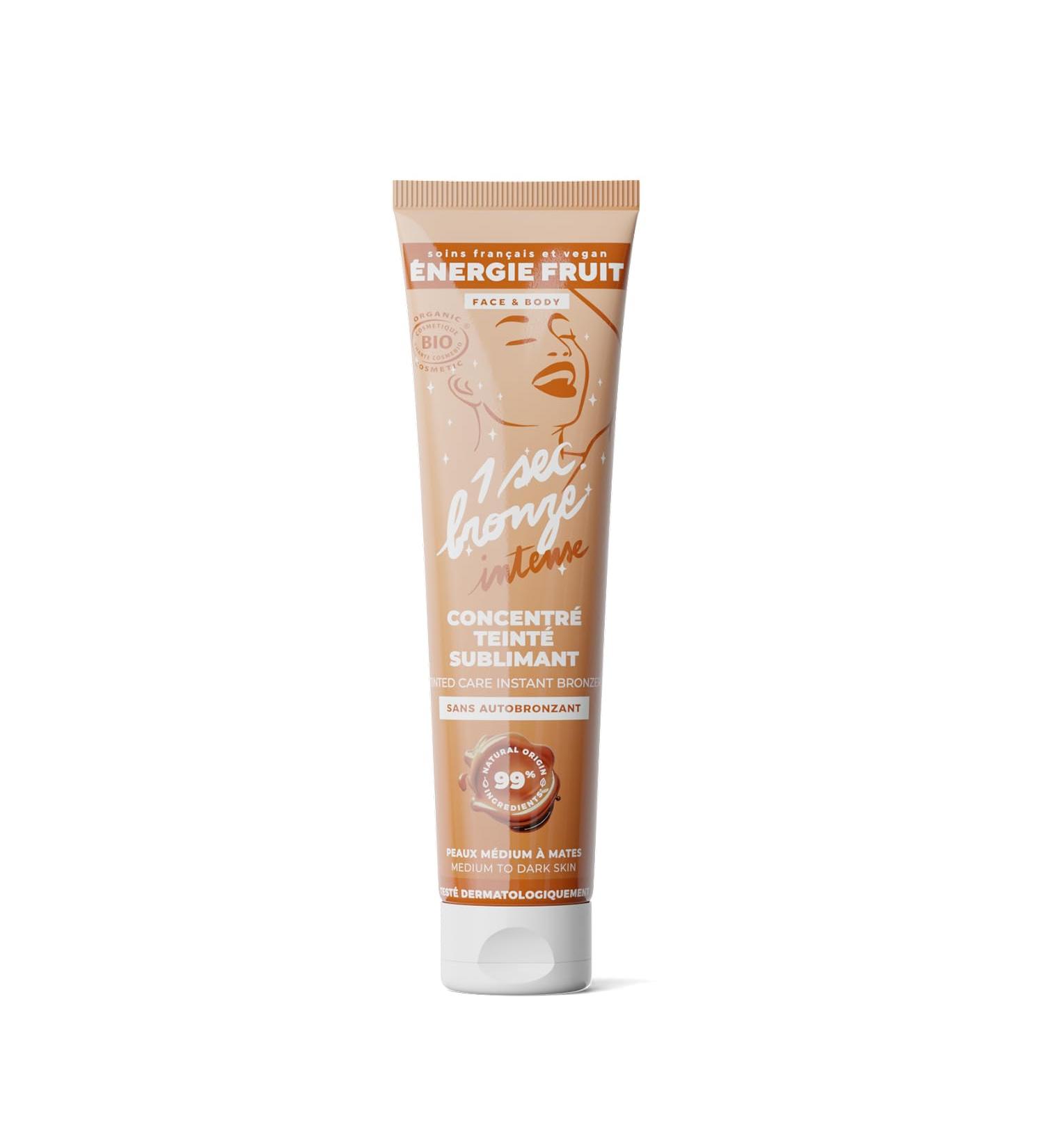 FRUIT ENERGY | ORGANIC CERTIFIED SUBLIMING TINUE CONCENTER | DHA Self-Tanning Free | Mother of Pearl and Natural Pigments | Body and Face | 100ML - Buy Online on GoSupps.com