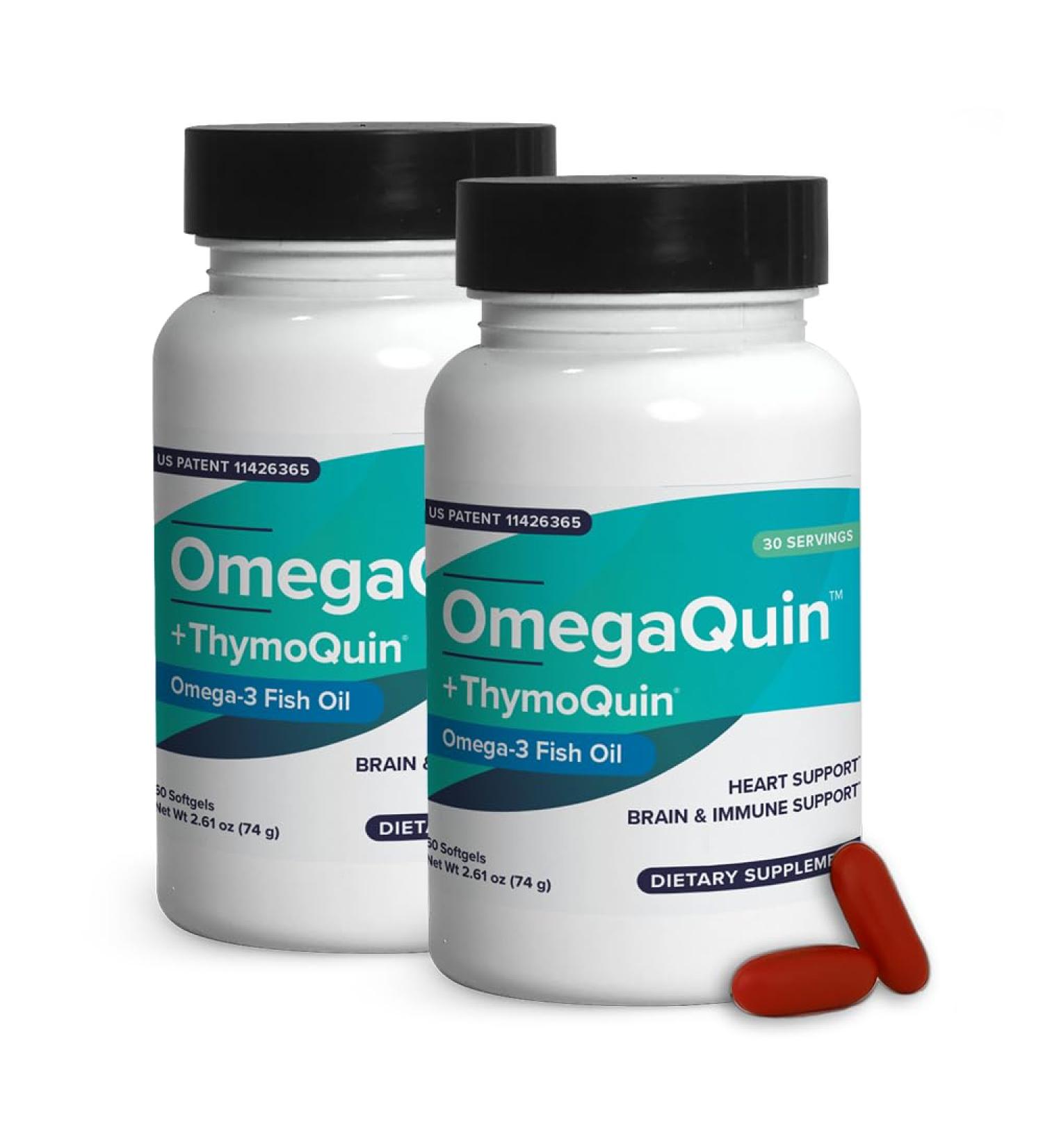 OmegaQuin High Potency Dietary Supplements for Heart Brain & Joint Support | Advance Formula of Cold Pressed Black Seed Oil with VivoMega Fish Oil | Omega 3 Supplements for Women & Men 60 Softgels 60 Count (Pack of 2) - Buy Online on GoSupps.com