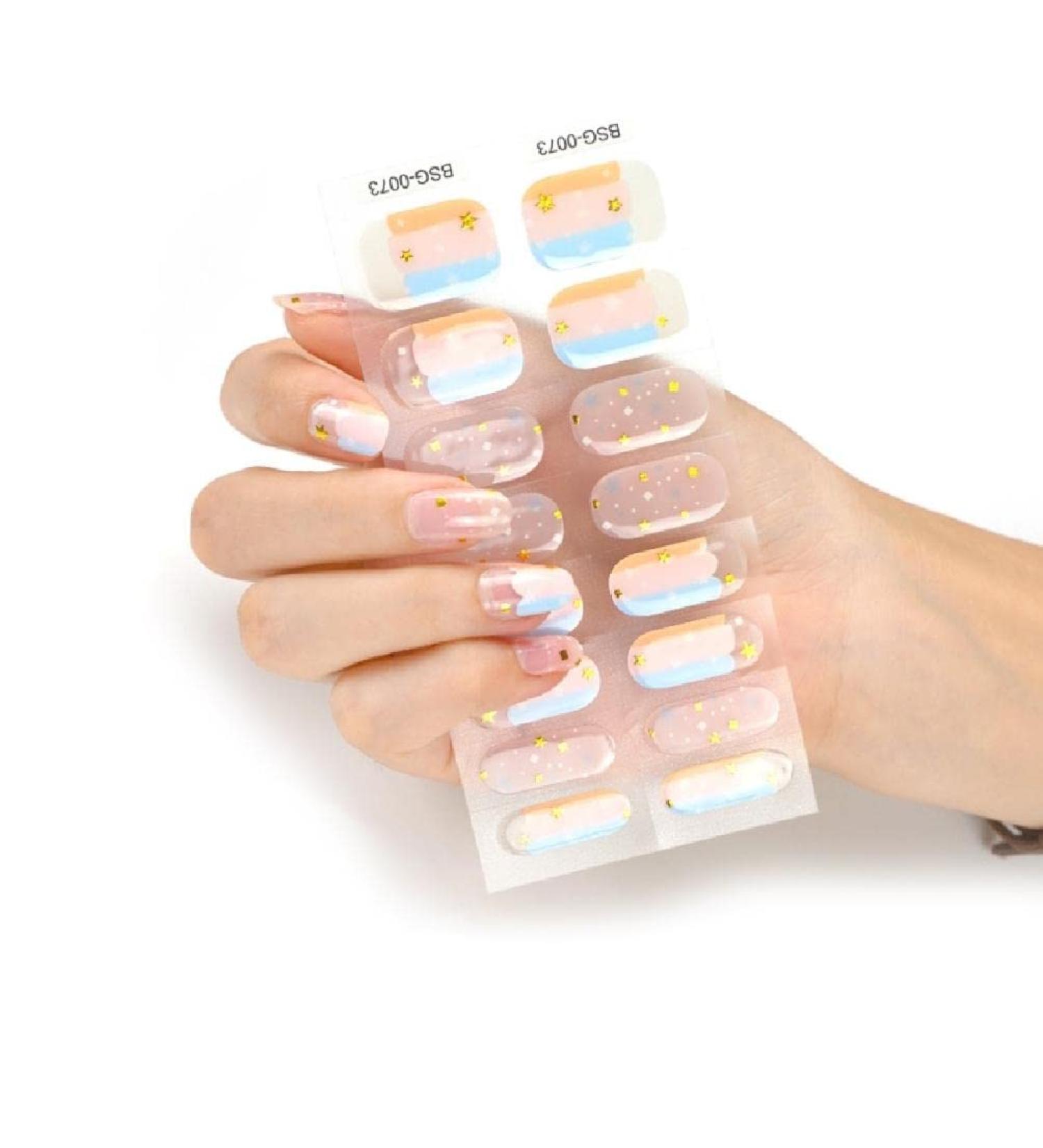 Semi-cured Gel Nail Sticker UV/LED Lamp Required Gel Nail Polish Wrap Fashion Design Gel Nail Art Stickers for Women Winter Autumn 0073 - Buy Online on GoSupps.com