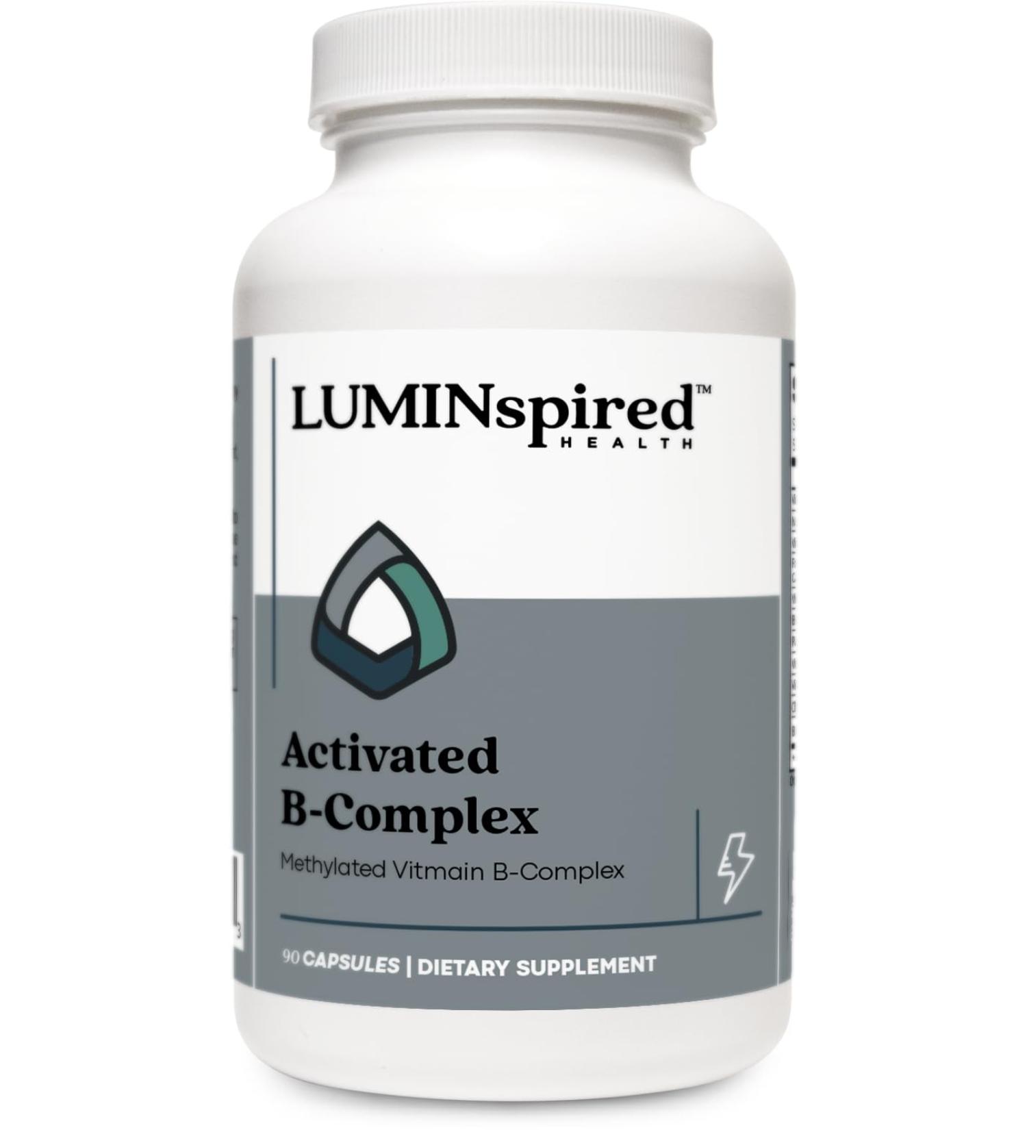 LUMINSPIRED Health Activated Vitamin B Complex with Vitamin C & Biotin All Vitamin B Dietary Supplement for Immune Support Metabolism Antioxidant Mood & Energy Gluten Free Vegan - 90 Counts - Buy Online on GoSupps.com