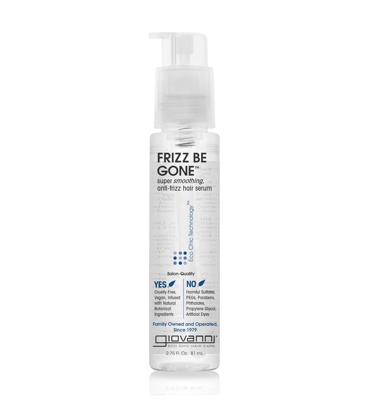 GIOVANNI ECO CHIC Frizz Be Gone - Super Smoothing Anti-Frizz Hair Serum, Adds Shine, Seals in Color, Infused with Natural Botanical Ingredients, Salon Quality, No Parabens - 2.75 oz (1 Pack) Natural 2.75 Fl Oz (Pack of 1) - Buy Online on GoSupps.com