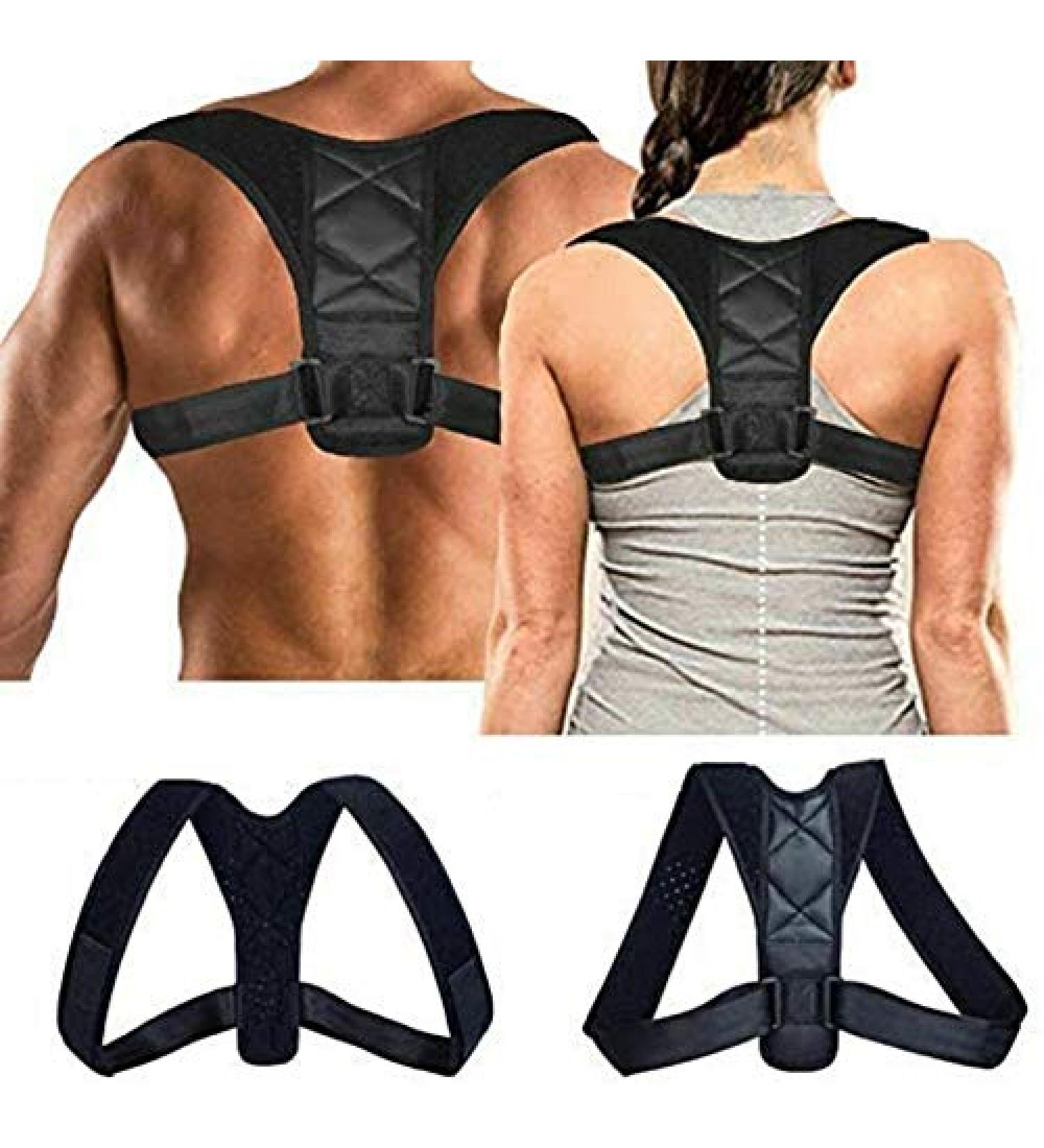 Straightener Back Corrector Posture Corrector upper Shoulder Back Support Brace Belts slouch Corrector For Women Man Pain Relief Maintaining Right Black Black XL - Buy Online on GoSupps.com