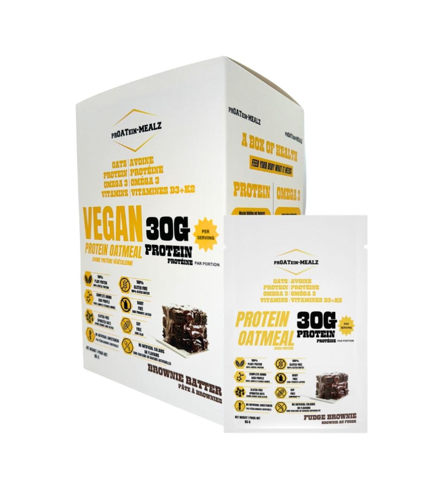 Proatein Mealz High Protein Oatmeal Vegan 30 Grams Protein High Fibre - Box of 7 (FUDGE BROWNIE) - Buy Online on GoSupps.com