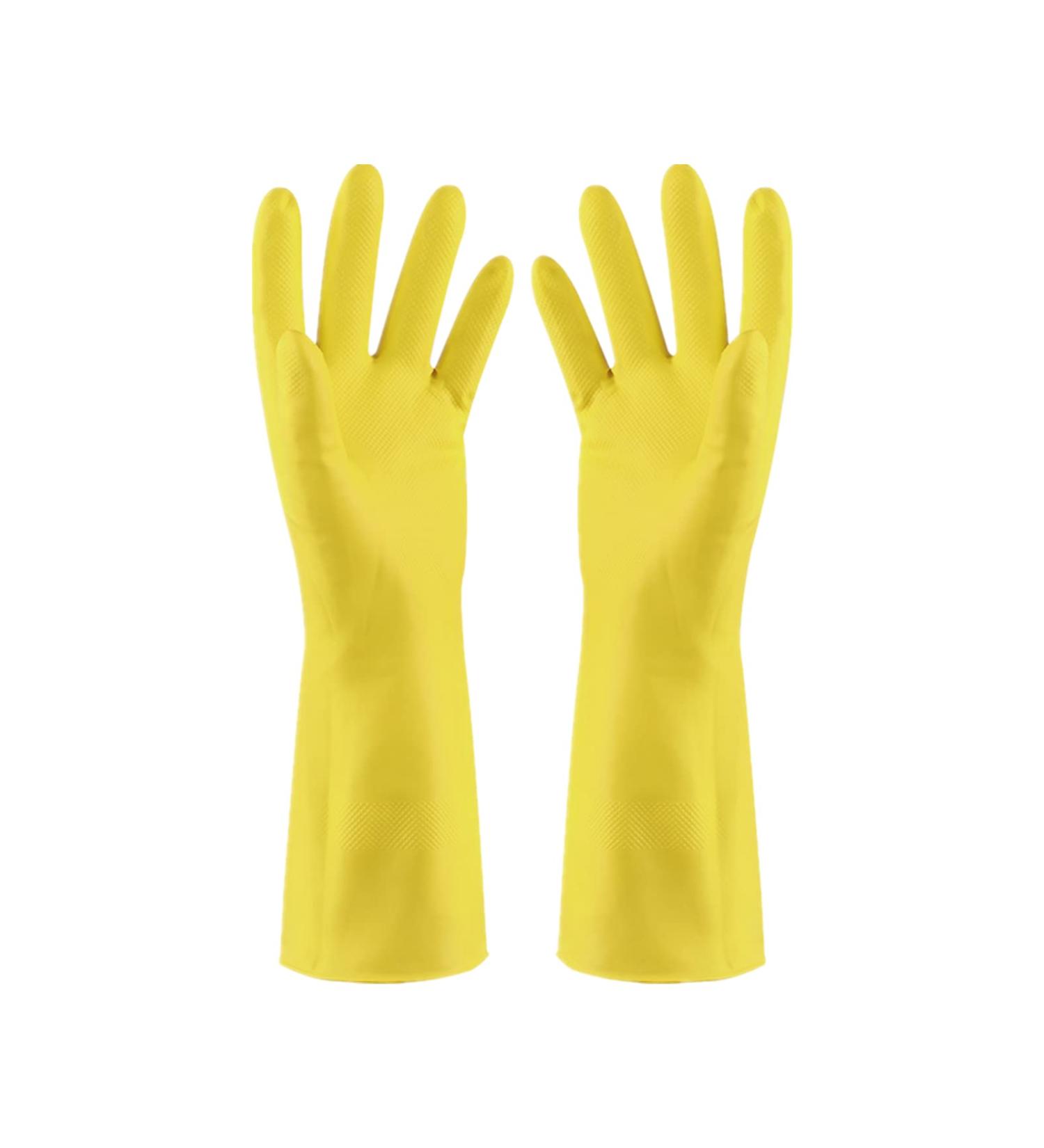 Long Rubber Household Gloves - Reusable Yellow Cleaning & Washing Gloves for Kitchen Garden and Car Wash (Size L) - Buy Online on GoSupps.com