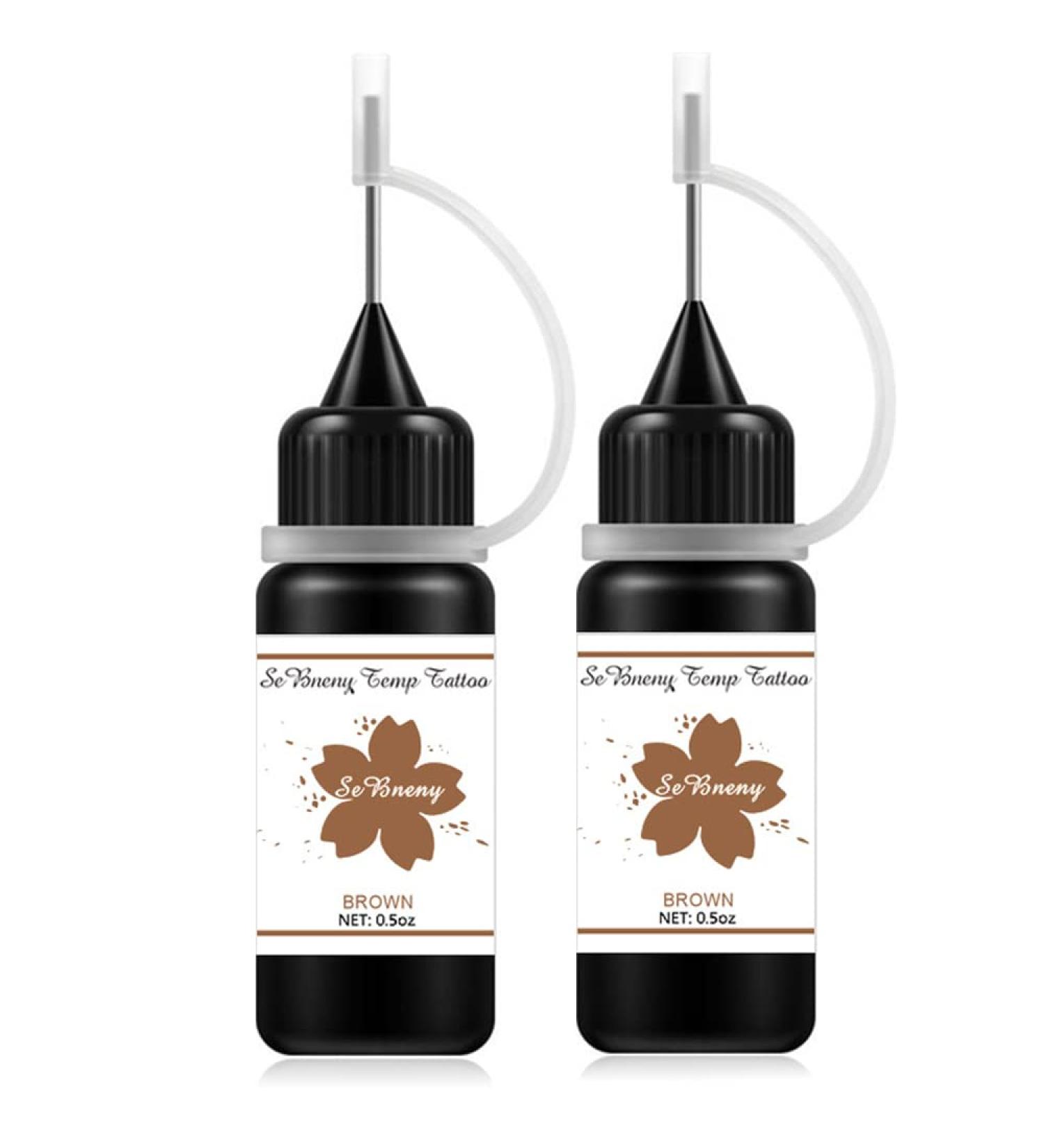 Natural Plant-Based Temporary Body Art Painting Kit | Semi-Permanent DIY Fake Freckles & Tattoos | 60Pcs Stencils | 2 Bottles (Brown) - Buy Online on GoSupps.com