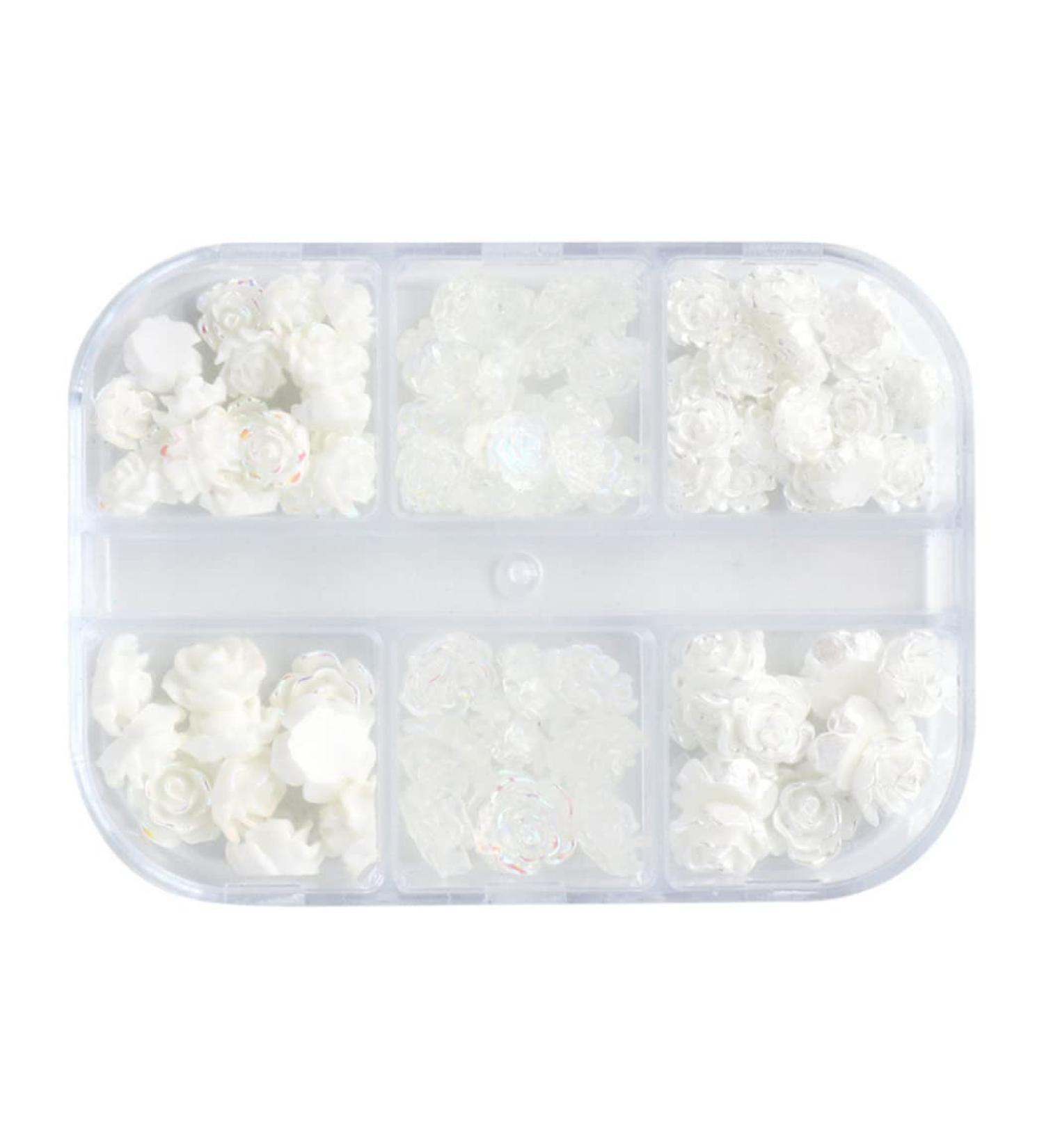 Flower Nail Art Glitters DIY 3D White Floral Nail Stud Sequins for Salon Gift Flower Nail Glitters - Buy Online on GoSupps.com