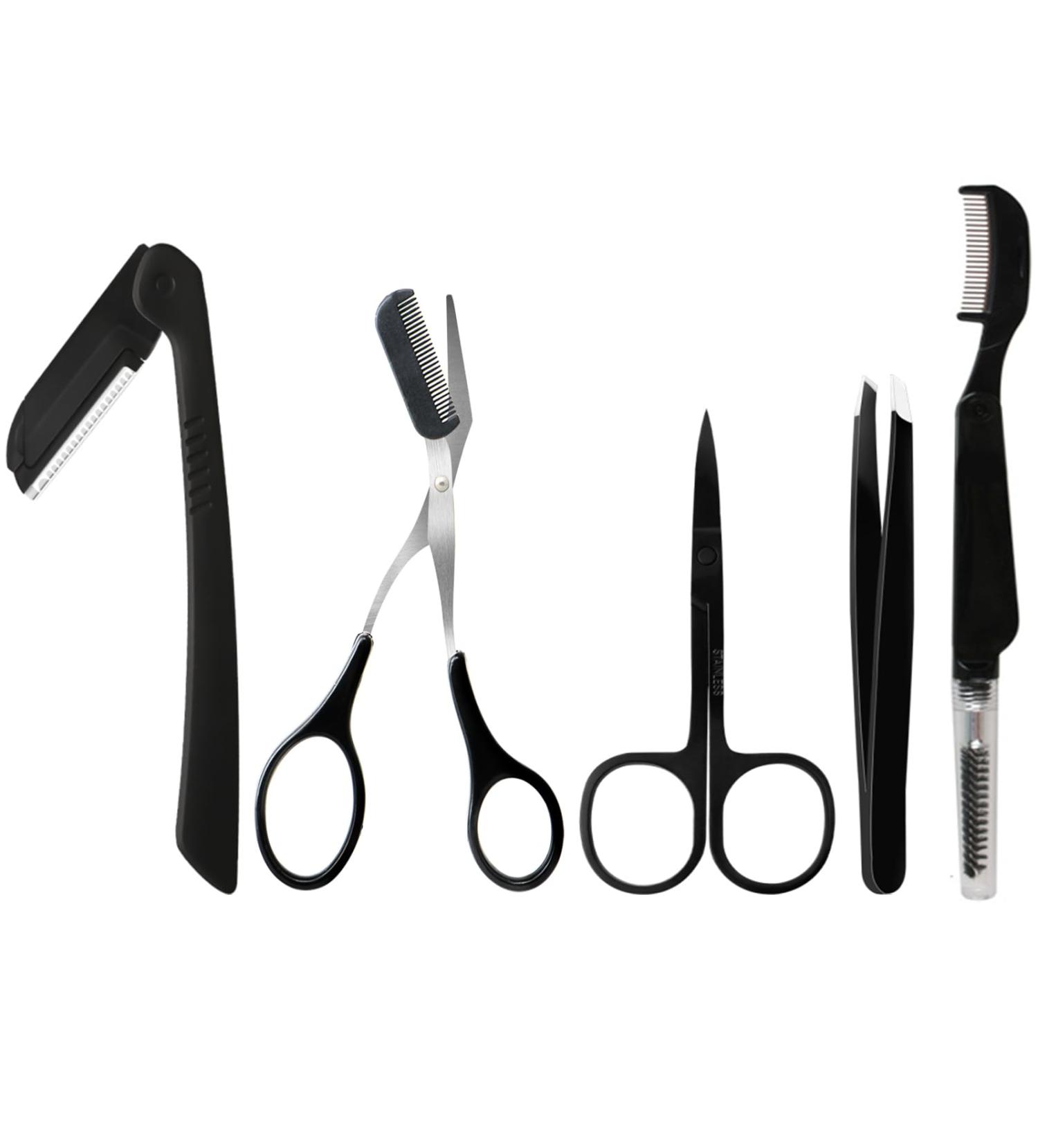 Eyebrow Trimmer Eyebrow Grooming Set Eyebrow Scissors with Comb Trimmer Kit Stainless Steel Black Eyebrow Grooming Kit for Women Men Eyebrow Shaping Kit - Buy Online on GoSupps.com