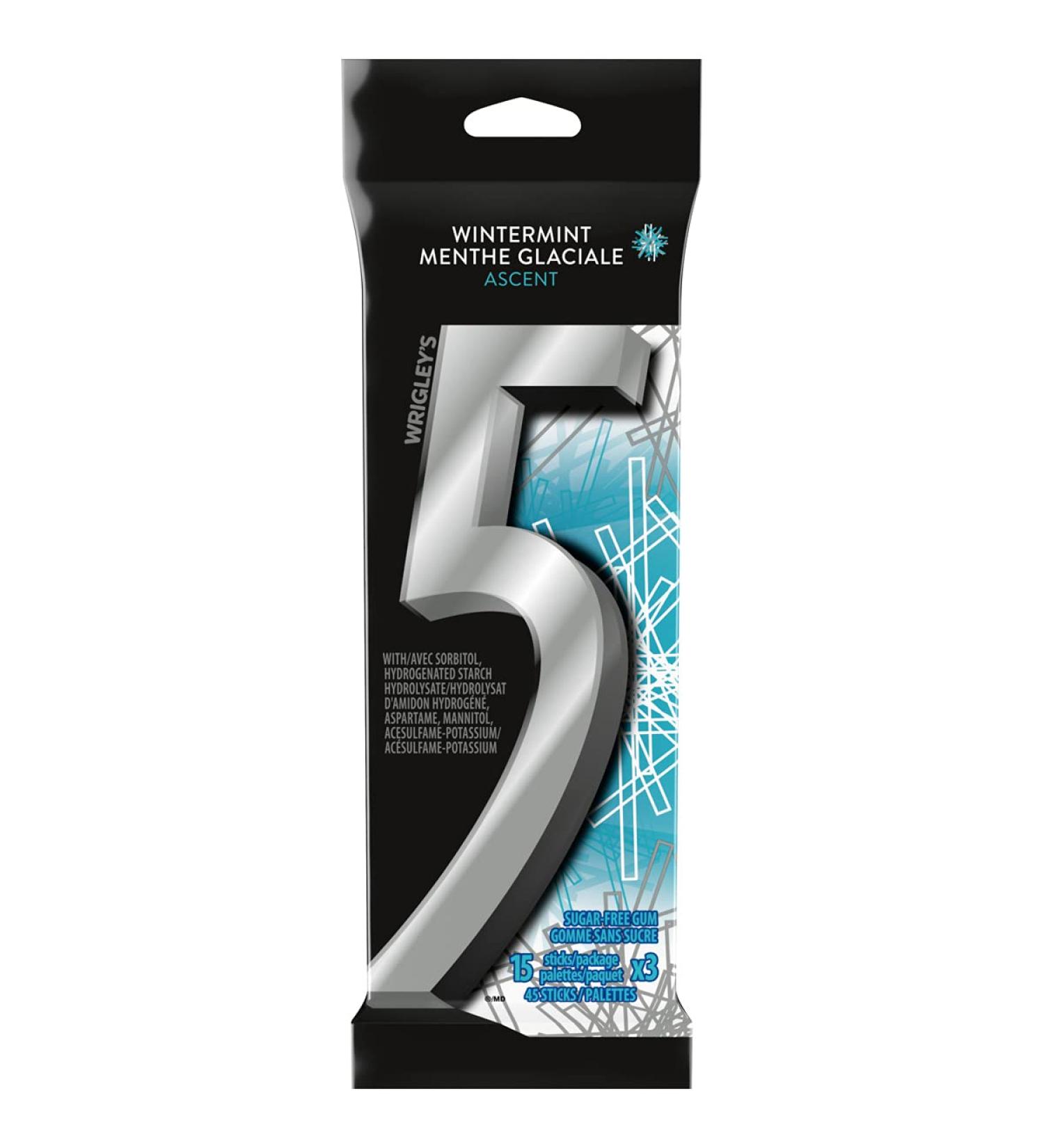 5 GUM Wintermint-Ascent Flavoured Sugar Free Chewing Gum 15 Sticks 3 Packs - Buy Online on GoSupps.com