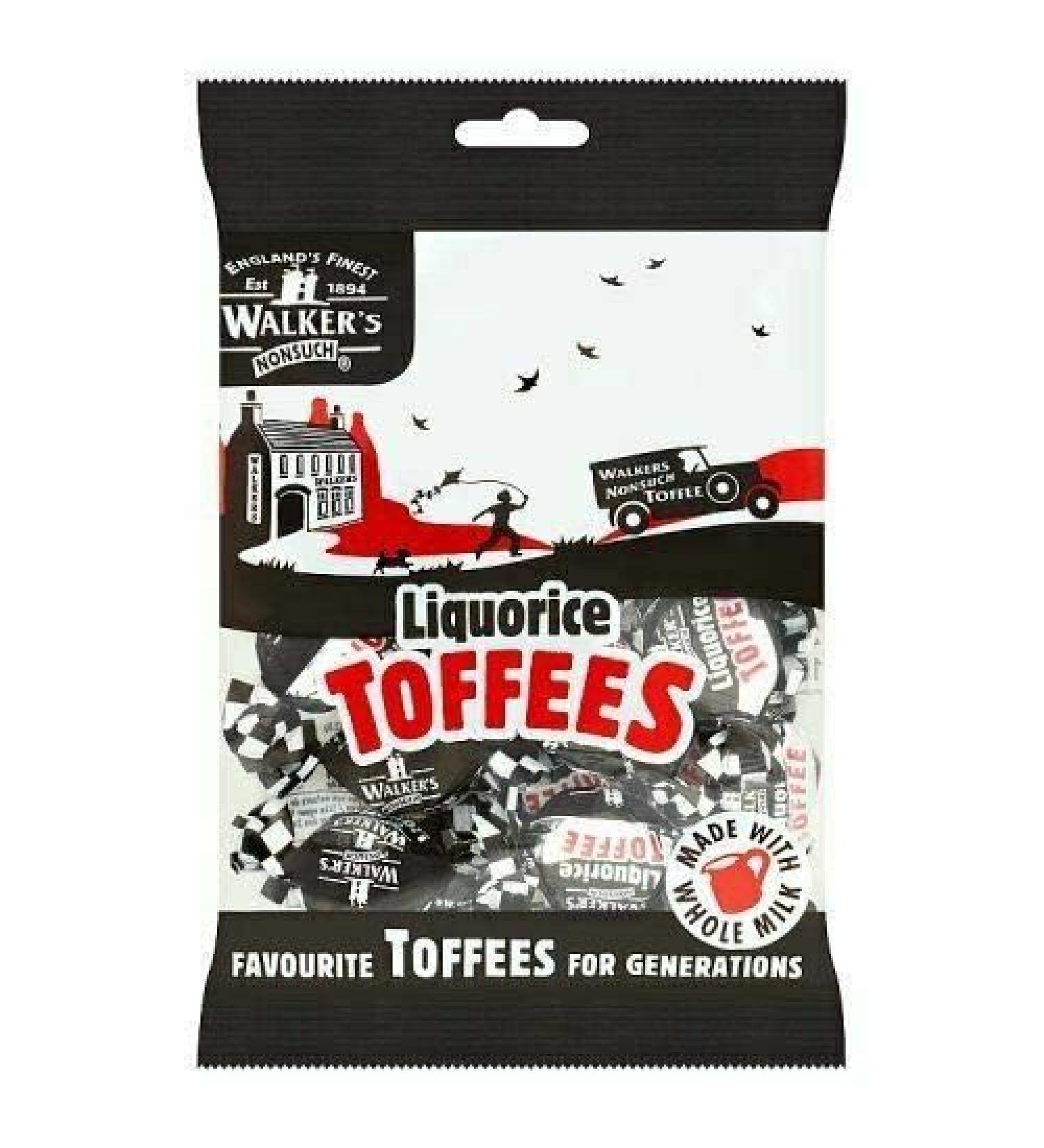 Walkers Nonsuch Liquorice Toffees Bag 150g - 6 Pack in Premier Life Store Box
