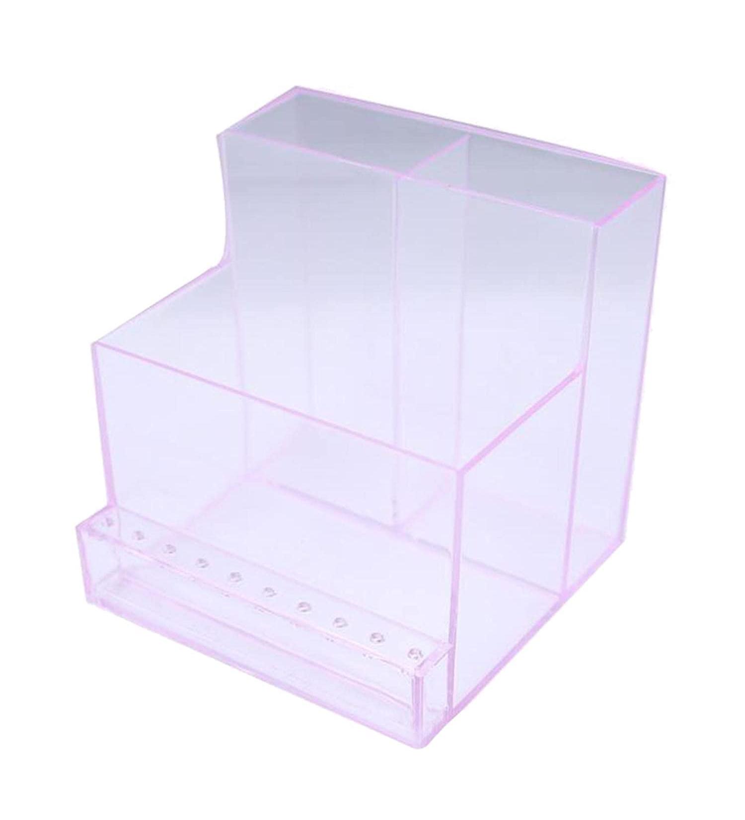 10-Hole Transparent Pink Nail Drill Bit Storage Box | Acrylic Manicure Accessory Holder - Buy Online on GoSupps.com