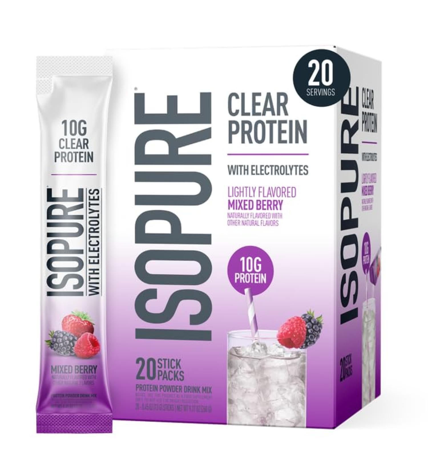 Isopure Clear Protein Stick Pack Mixed Berry 20 Count (Pack of 1) - Buy Online on GoSupps.com