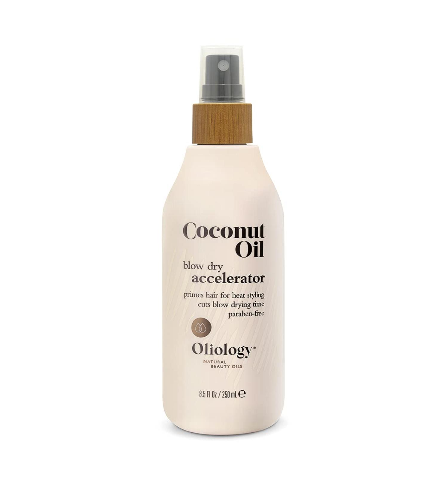 Oliology Blow Dry Accelerator & Priming Spray 8.5 oz - Coconut Oil Formula, Heat Styling Primer - Made in USA, Paraben Free - Buy Online on GoSupps.com
