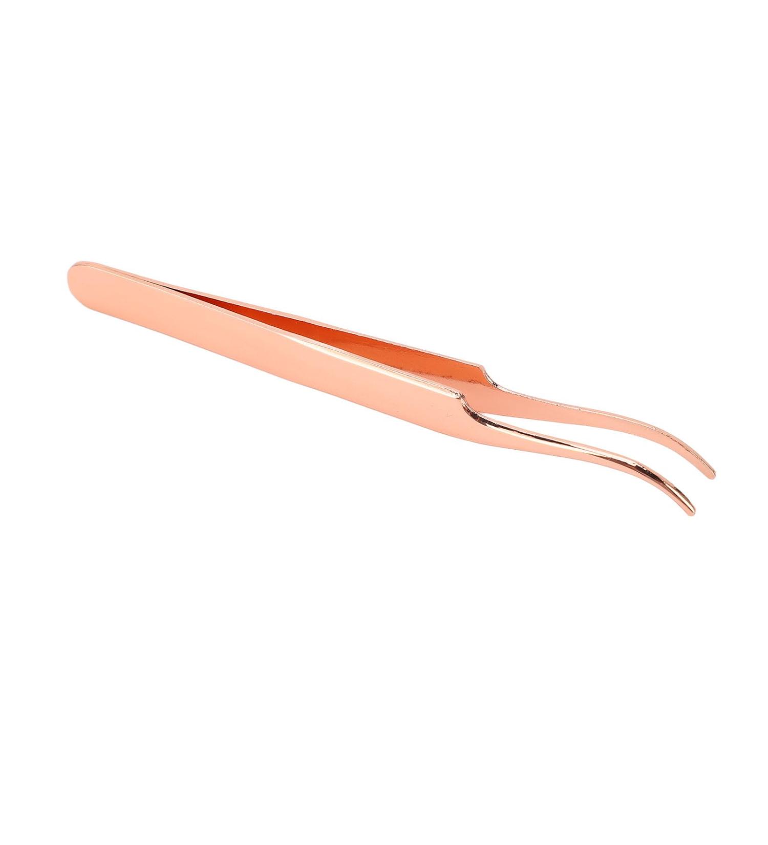 Eyelash Applicator Tool DIY Rose Gold Curved Lash Tweezer for Easy Lashes Application and Removal - Buy Online on GoSupps.com