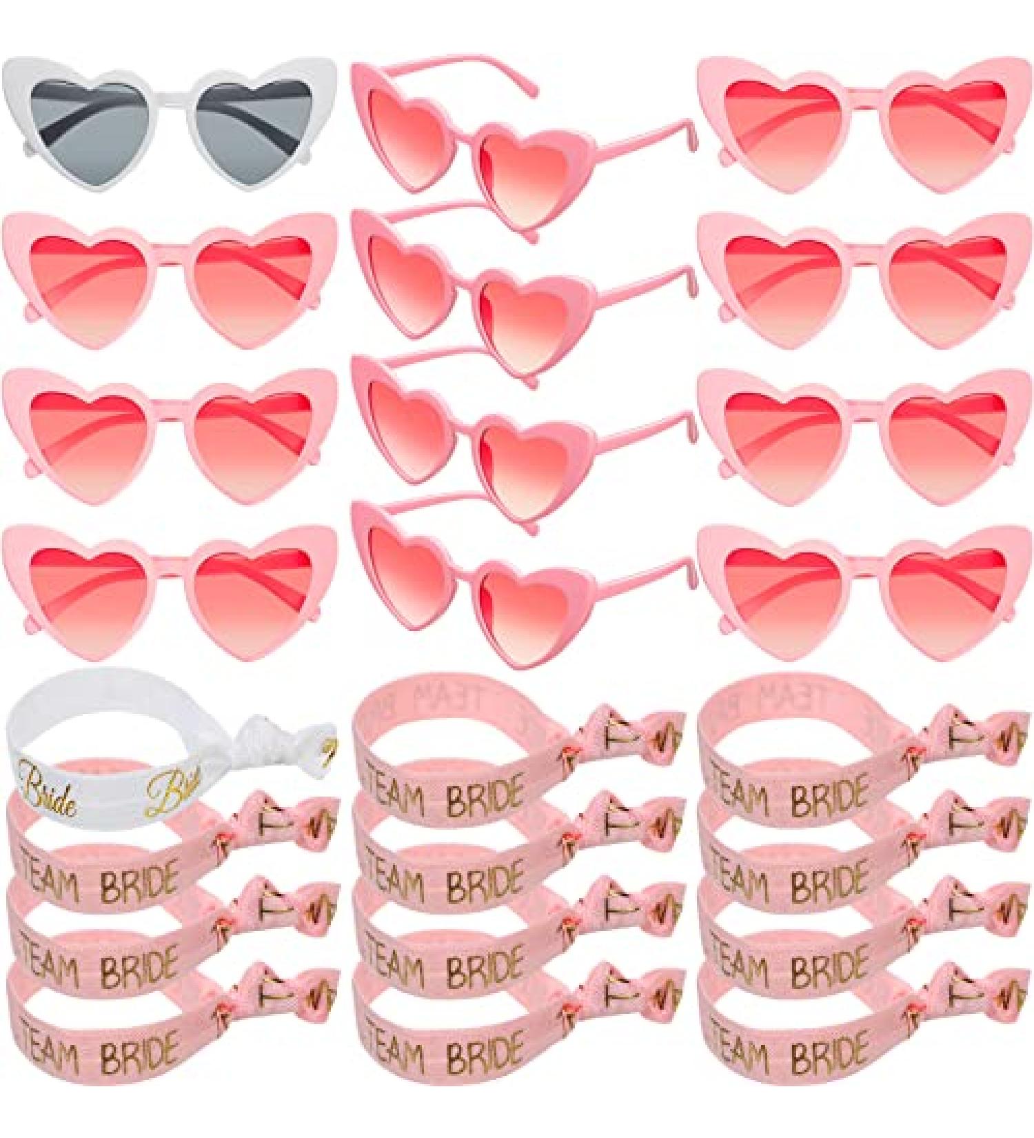 Konohan Bachelorette Party Supplies - 12 Sunglasses & Hair Ties Set (Pink/White) - Buy Online on GoSupps.com