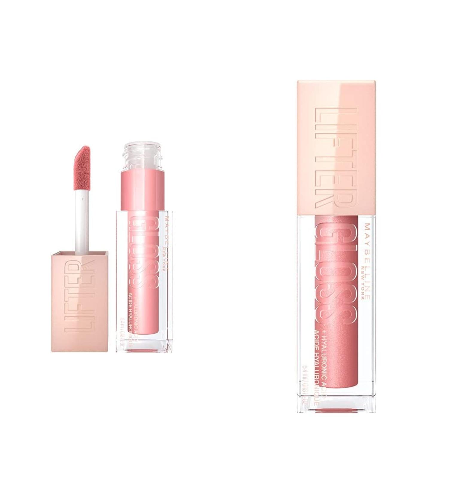 Maybelline New York Lifter Gloss Set | Shiny Lip Gloss with Hyaluronic Acid | Moisturizing Pink Lip Gloss 2 x 5.4 ml - No. 006 Reef & No. 003 Moon - Buy Online on GoSupps.com