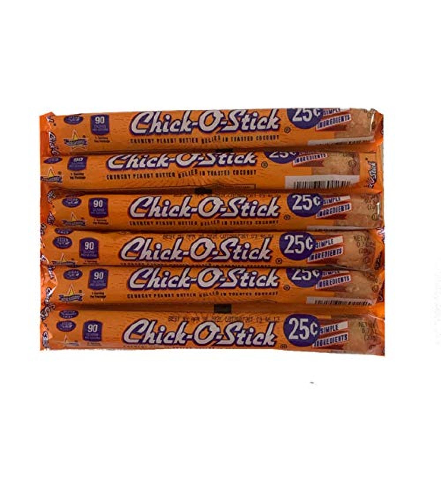 Chick-O-Stick Candy Bars | Crunchy Peanut Butter Rolled In Toasted Coconut | .7oz Bars | Pack of 6 Bars