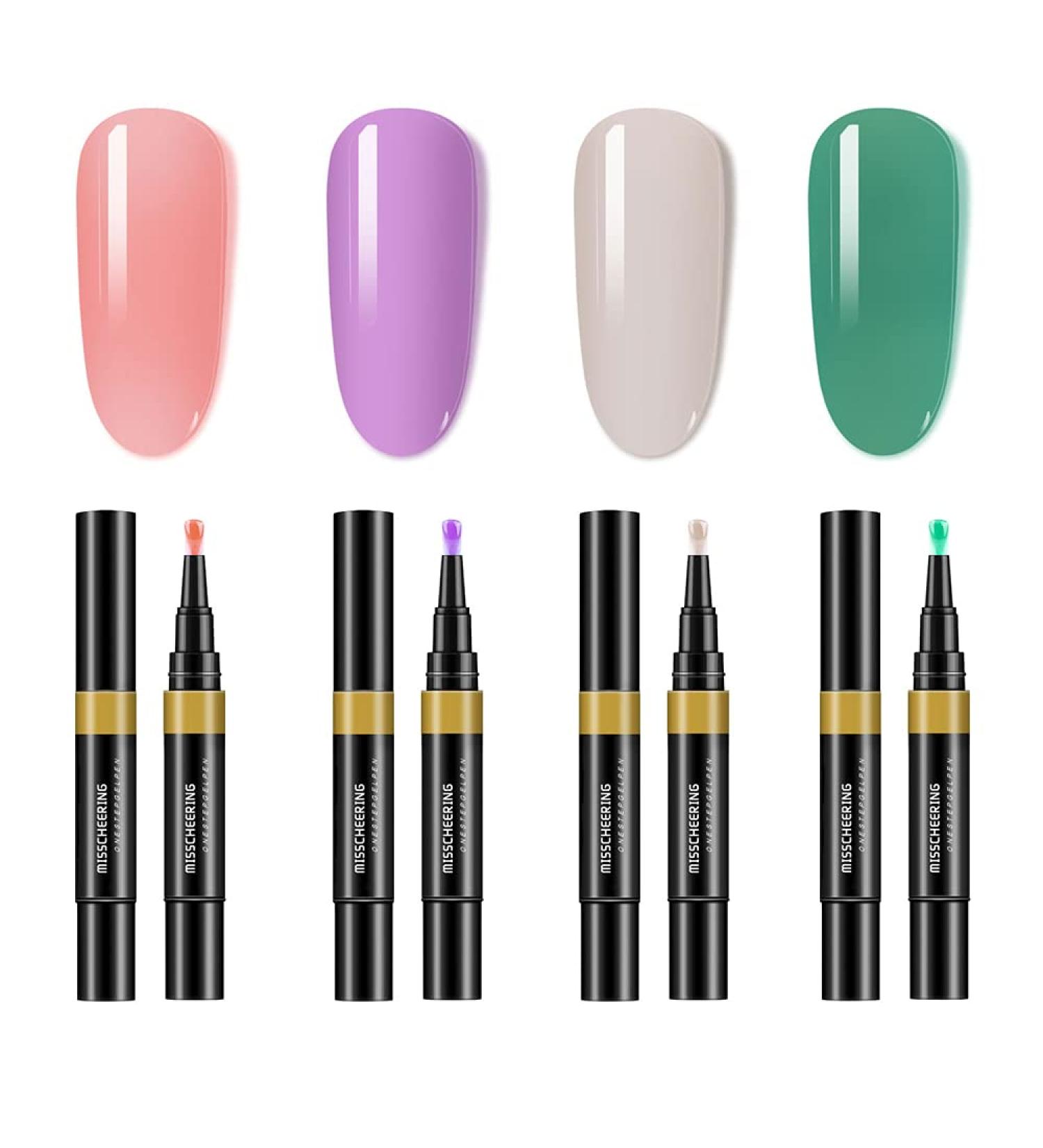 Buy Semi-Permanent Nail Polish Kit - 4pcs Gel Nail Art & 3-in-1 Glue Pen for Stunning Nail Designs - Buy Online on GoSupps.com