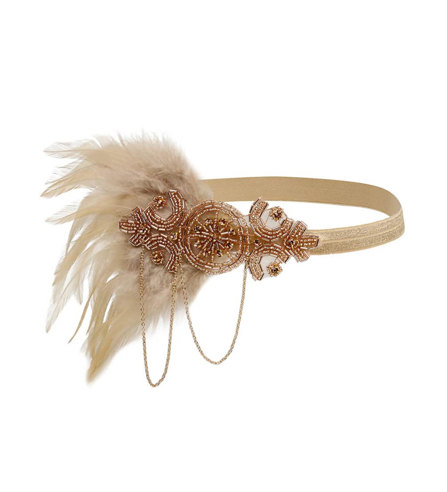 FRCOLOR 1920s Flapper Headpiece 1920s Flapper Headband Rhinestone Hair Band Headpiece Head Accessories Party Headband Champagne - Buy Online on GoSupps.com