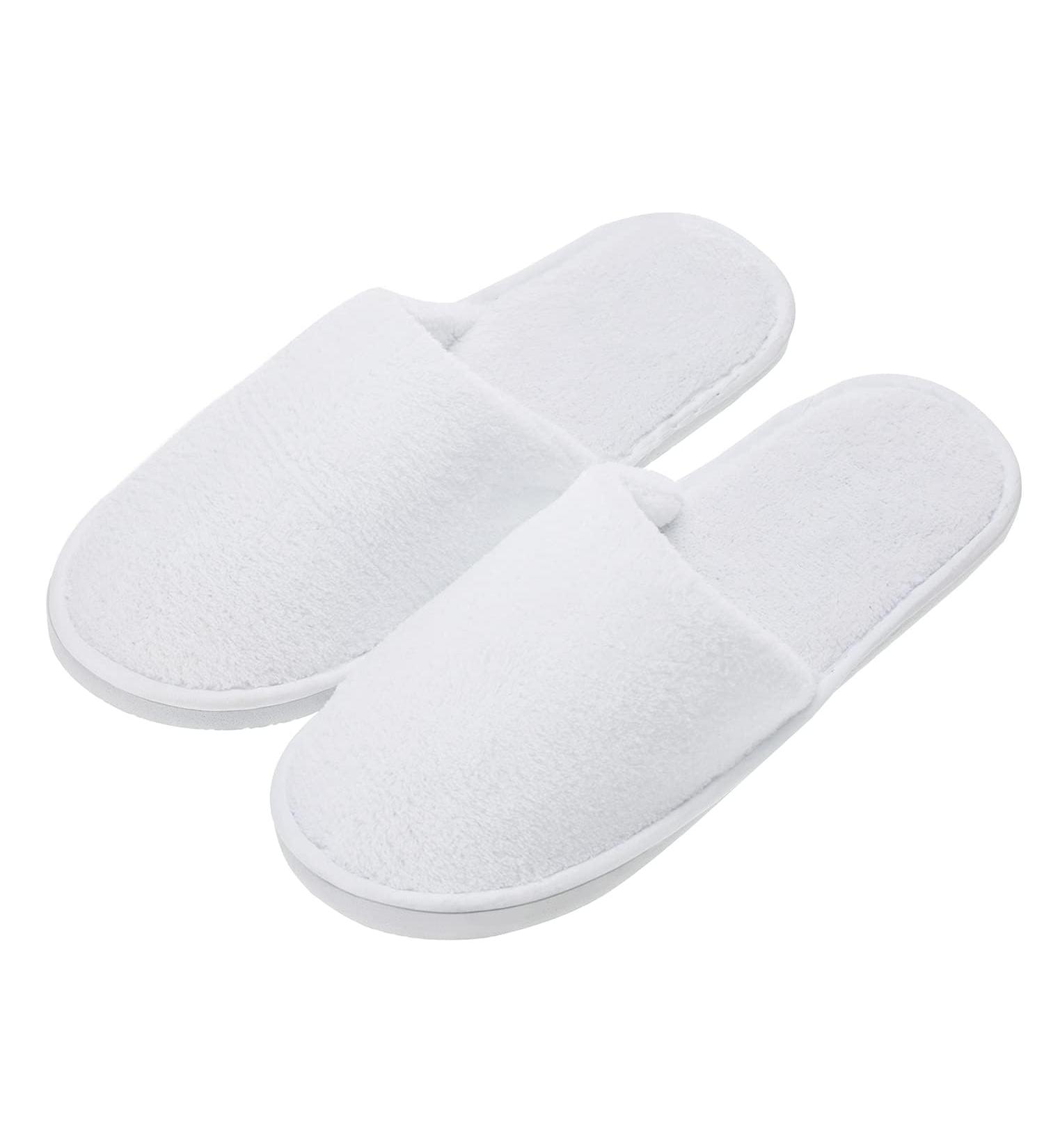 AhFulife 5 Pairs White Terry Hotel Slippers | Disposable Spa House Shoes for Men & Women | Unisex Guest Shoes Set EU 39/41 - Buy Online on GoSupps.com