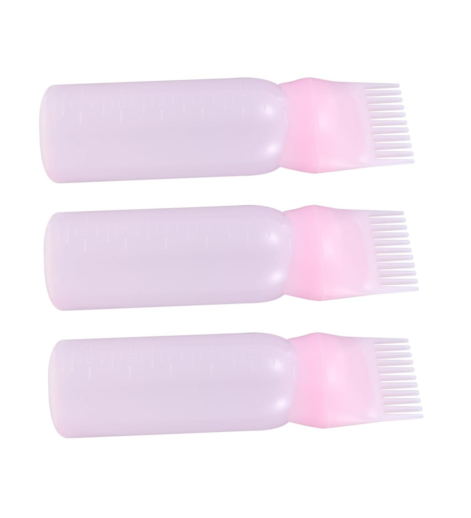 Lot de 3 Flacons Applicateurs de Coiffure 180 Ml Graduation Plastique Rose pour Coloration Capillaire Nettoyage Sec des Cheveux Usage Professionnel et Domicile - Buy Online on GoSupps.com