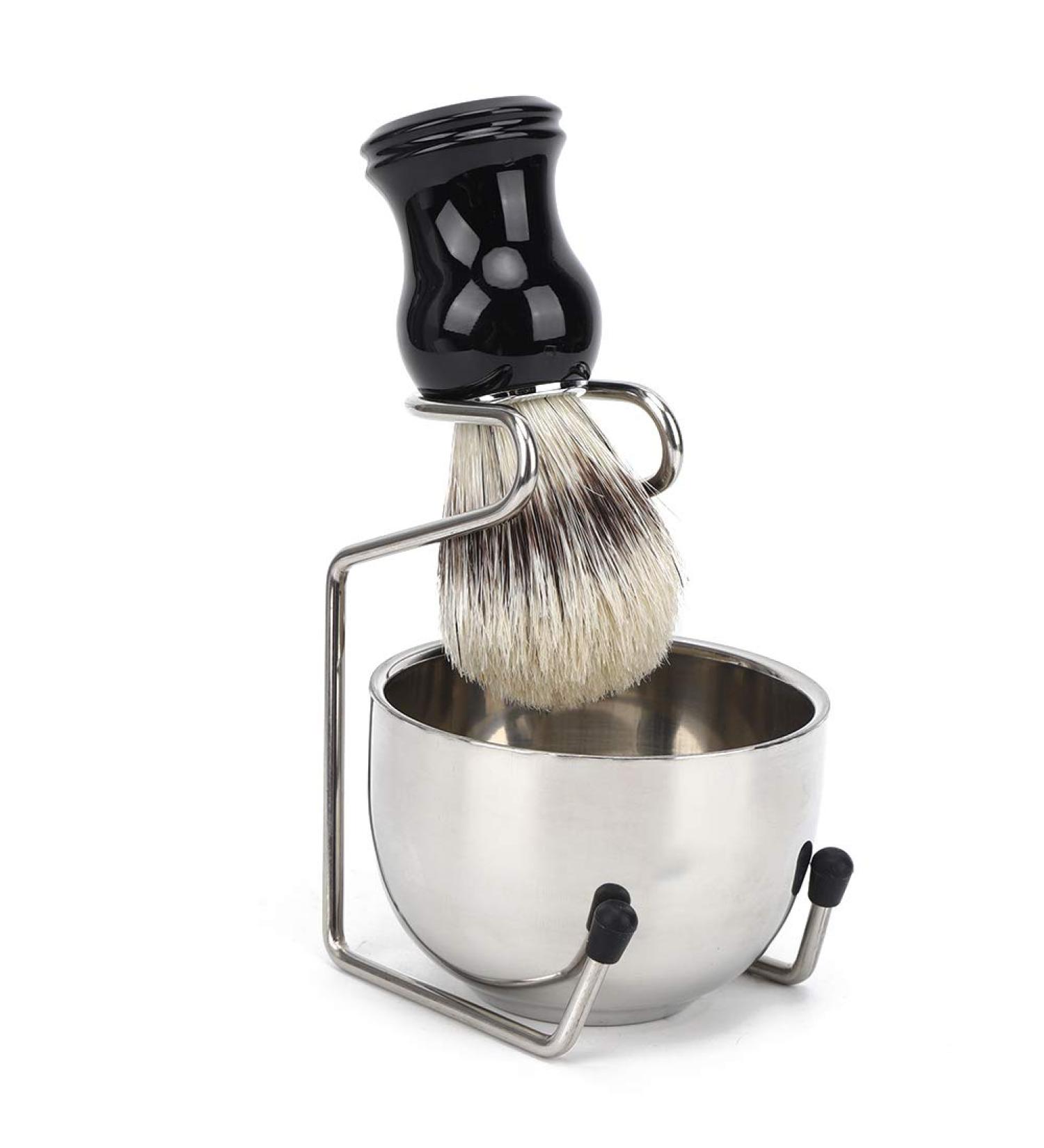 Premium Shaving Tool Set | Men's Brush & Stainless Steel Bowl Holder | Perfect Daily Shave - Buy Online on GoSupps.com