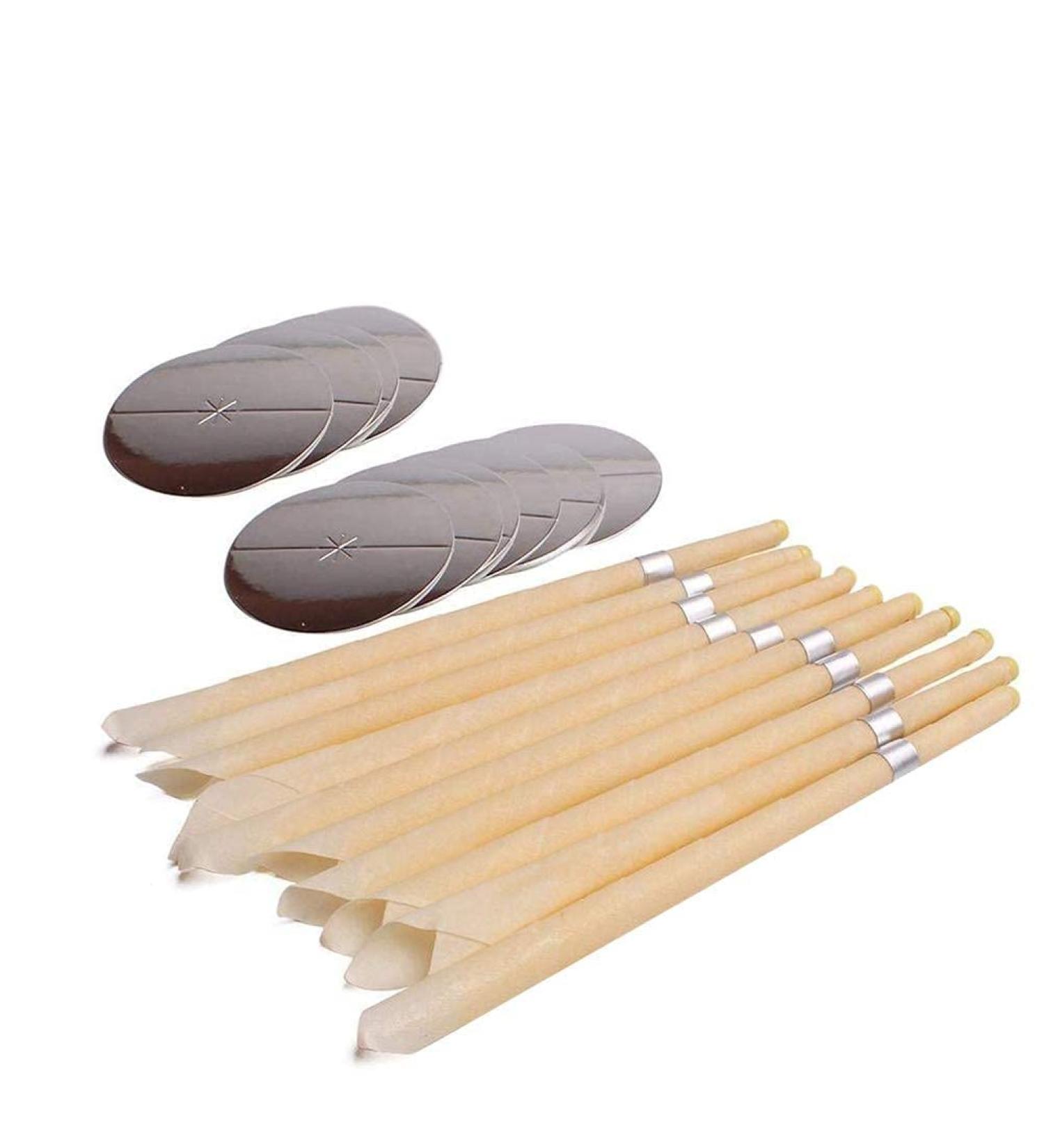 Pack of 10 Natural Beeswax Ear Candles - Effective Ear Wax Removal with Protective Discs for Healthy Care - Buy Online on GoSupps.com