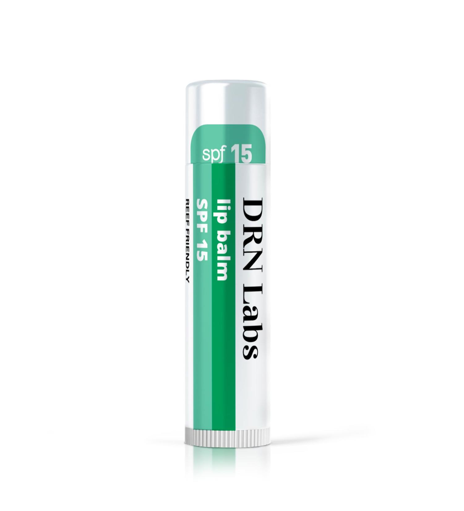 SPF 15 Mineral Sunscreen Lip Balm - Vegan & Cruelty-Free Hydrating Lip Care - Broad Spectrum UVA/UVB Protection - Lemon & Mint Scent - DRN Labs 0.15 oz - Buy Online on GoSupps.com