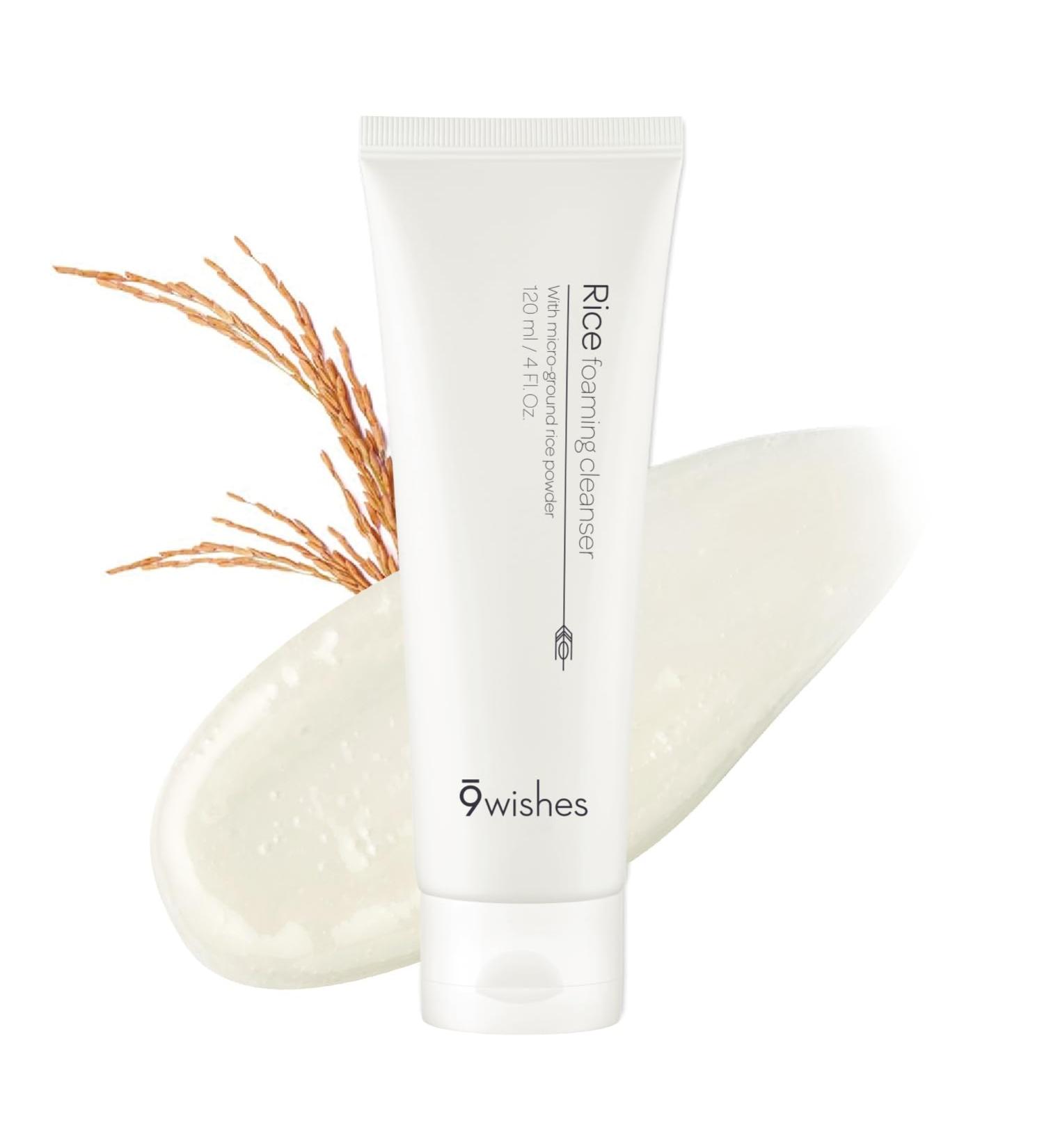 9 wishes Rice Foaming Cleanser - Pore Cleanser with Real Rice Powder for Gentle Exfoliation and Blackhead Removal, Korean Skin Care, 4 fl oz 120 ml - Buy Online on GoSupps.com
