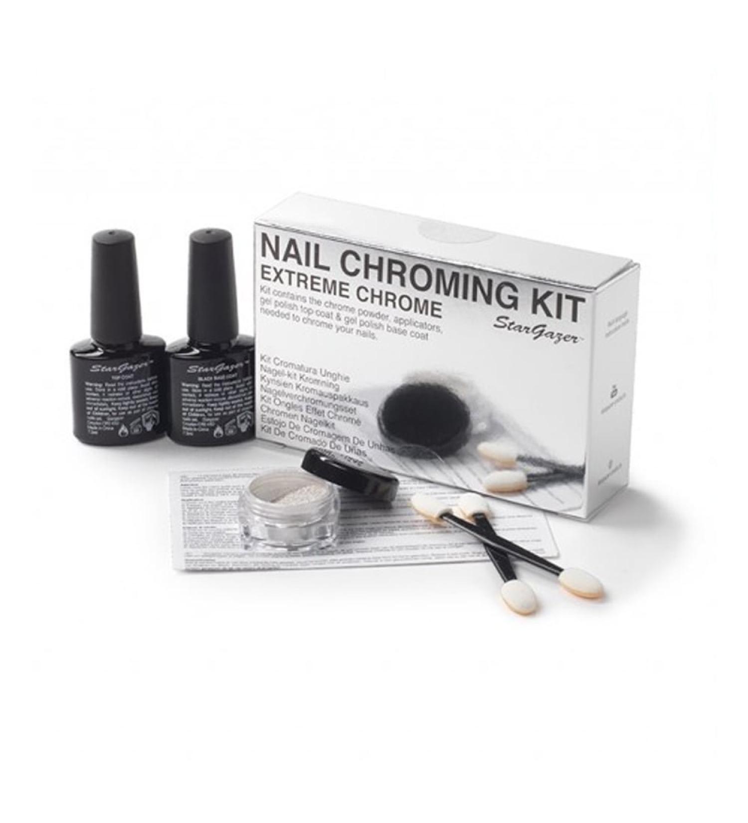 Extreme Chrome nail chroming kit. Get that almost mirror finish nail colour in bright silver.