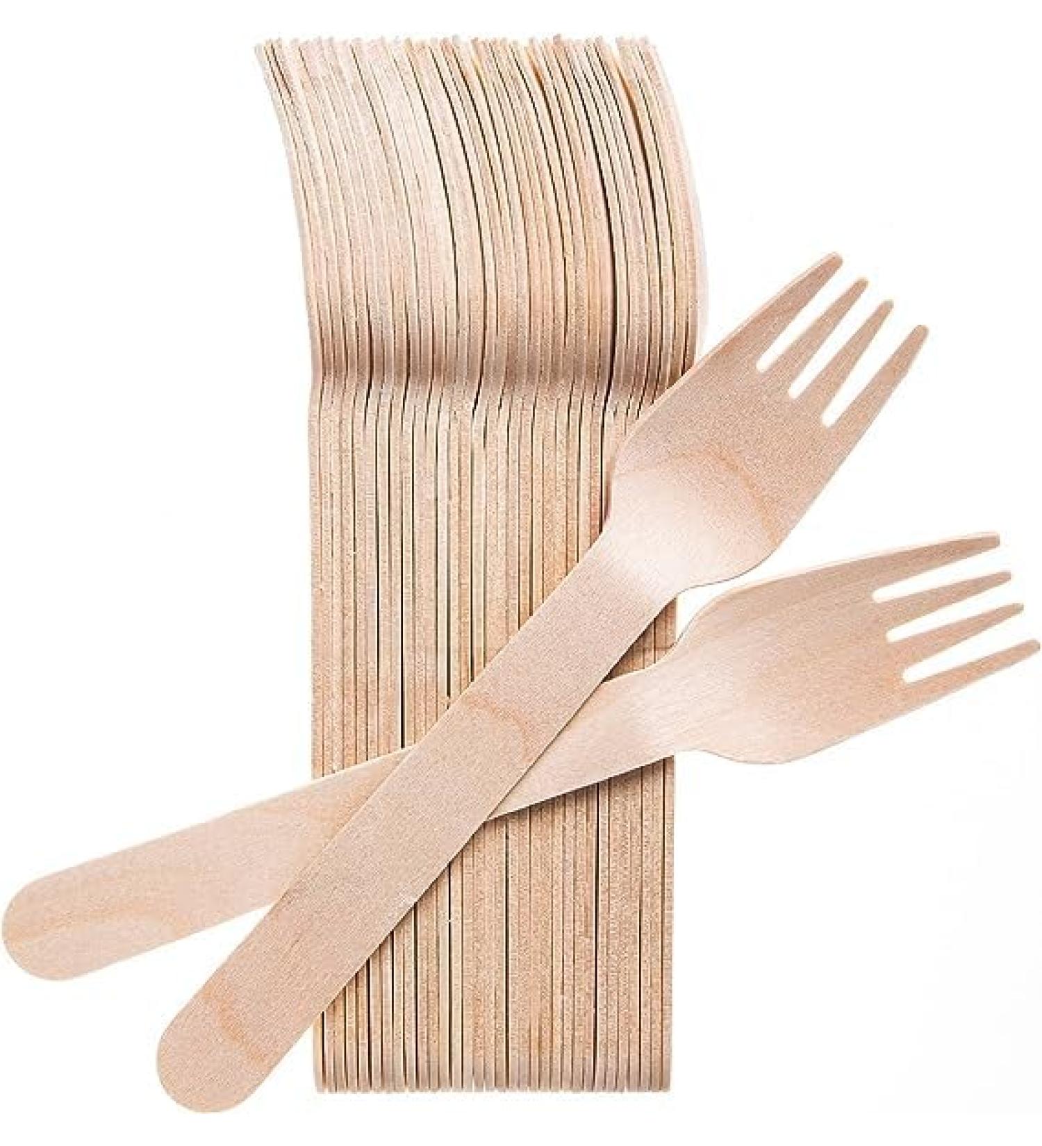 Wooden Forks Disposable - 100 Splinter-Free 6.5" Compostable Forks Biodegradable and Eco Friendly Disposable Forks Utensils for Outdoors and Parties - Buy Online on GoSupps.com