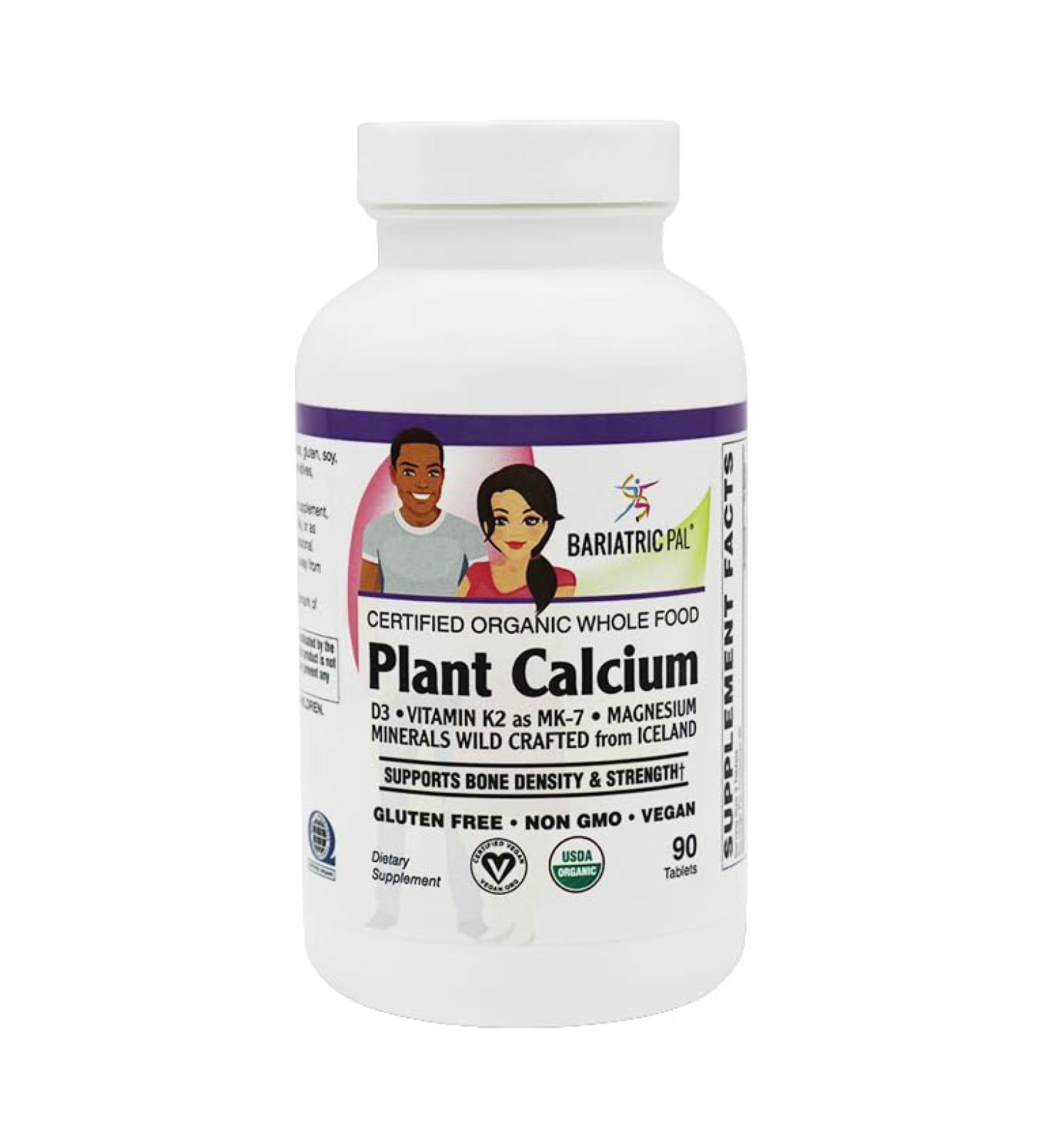 BariatricPal Calcium 1,000 mg Tablets with Magnesium, D3, and K2 - Certified Organic Whole Food & Certified Vegan! (90 Tablets) - Buy Online on GoSupps.com