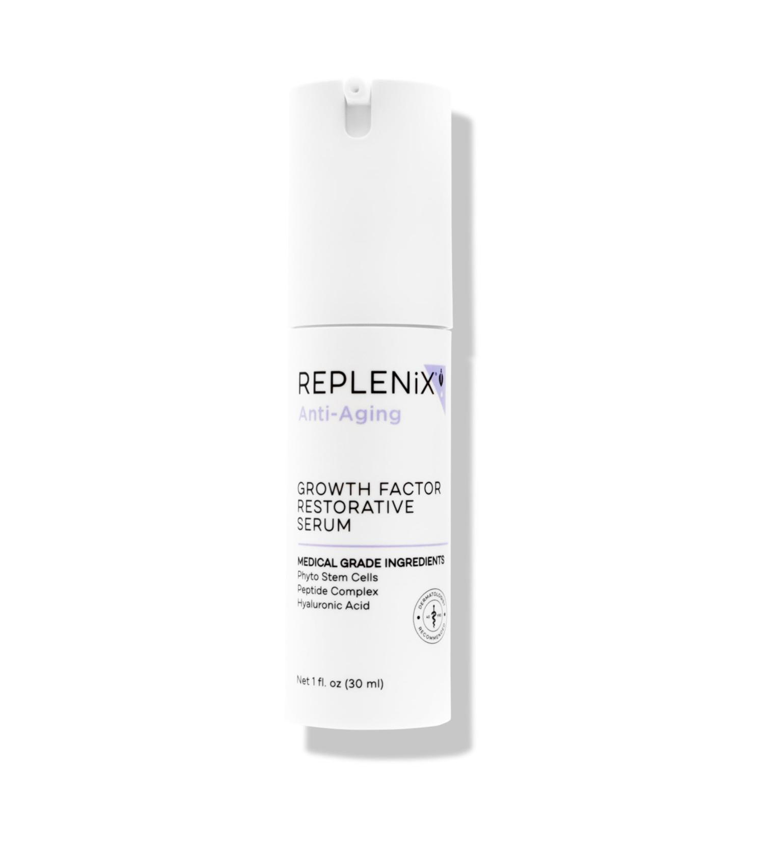 Replenix Growth Factor Restorative Facial Serum Anti-Aging Treatment with Medical-Grade Ingredients for Mature Skin (1 fl. oz) - Buy Online on GoSupps.com