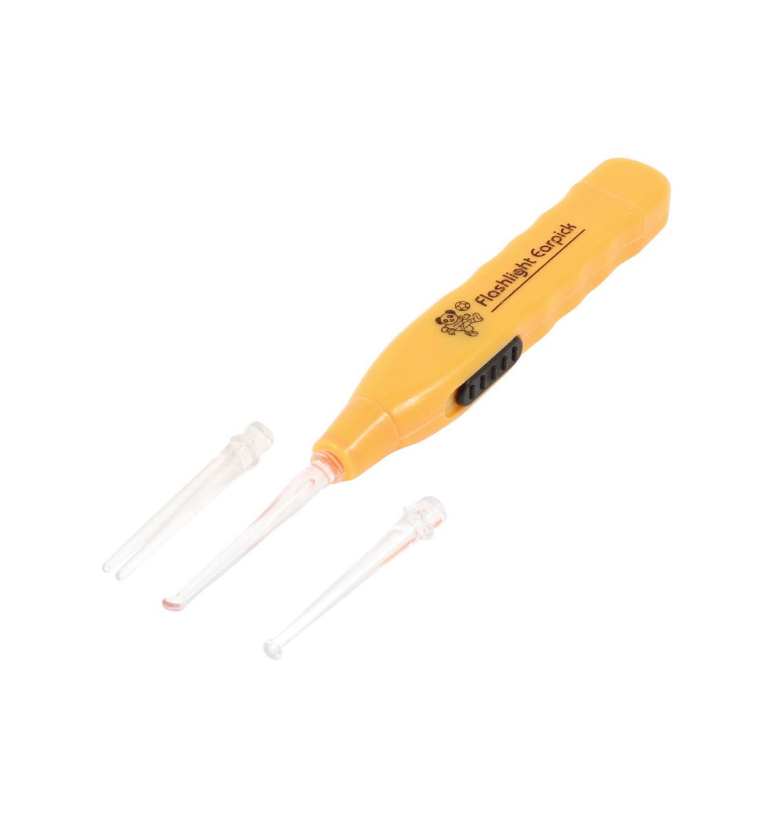 Qtqgoitem LED Flashlight Earpick Ear Wax Remover Curette Cleaner Tool Yellow (Model: 0d6 51f 323 0f6 c88)