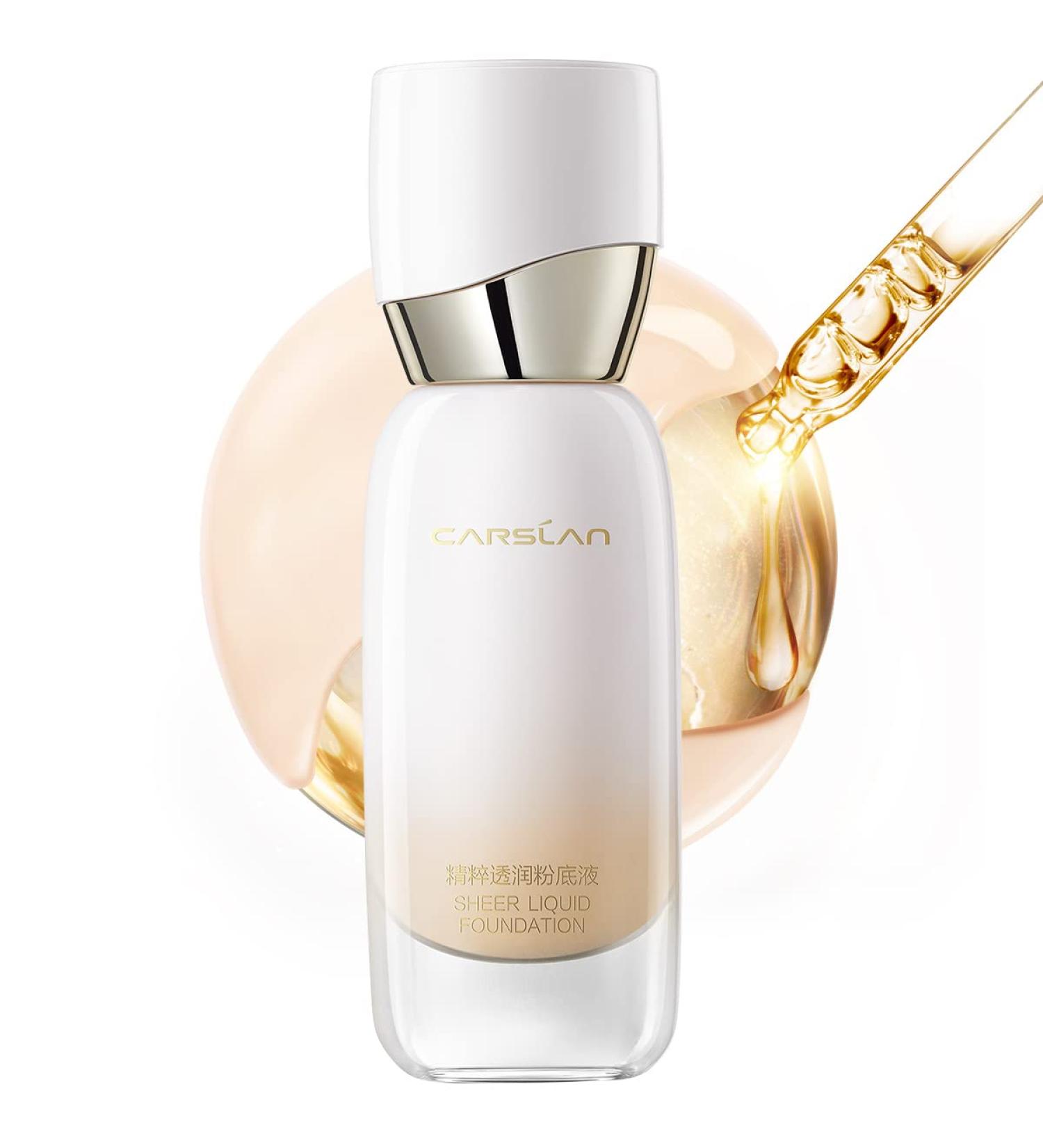 Carslan Sheer Liquid Foundation with Hydrating Serum | 24H Long-Lasting Moisturization | Medium to Full Coverage | Anti-Aging Formula | Dewy Healthy Skin | W01 Nude Beige 1 Fl Oz - Buy Online on GoSupps.com