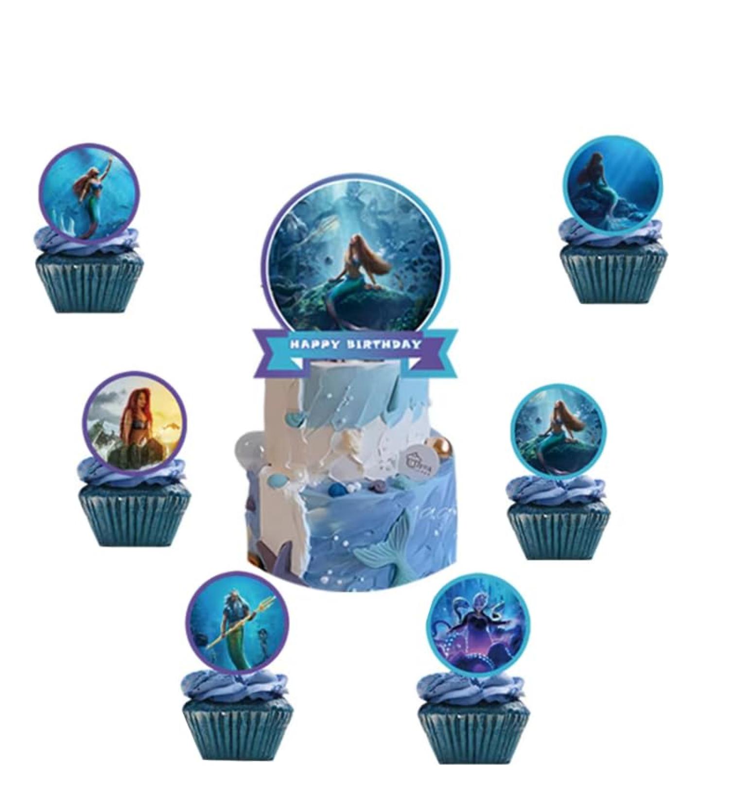 25pc Mermaid Cake Topper Mermaid Cupcake Toppers Cake decoration for Girls - Buy Online on GoSupps.com