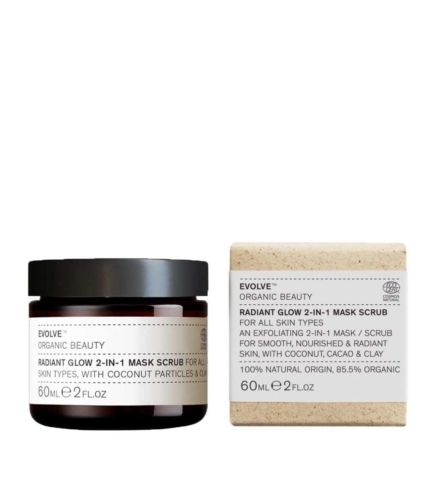 Evolve Organic Beauty 2-in-1 Mask Scrub | Natural Radiant Glow - Vegan Clean Beauty (60 mL) | Small-Batch International Shipping - Buy Online on GoSupps.com