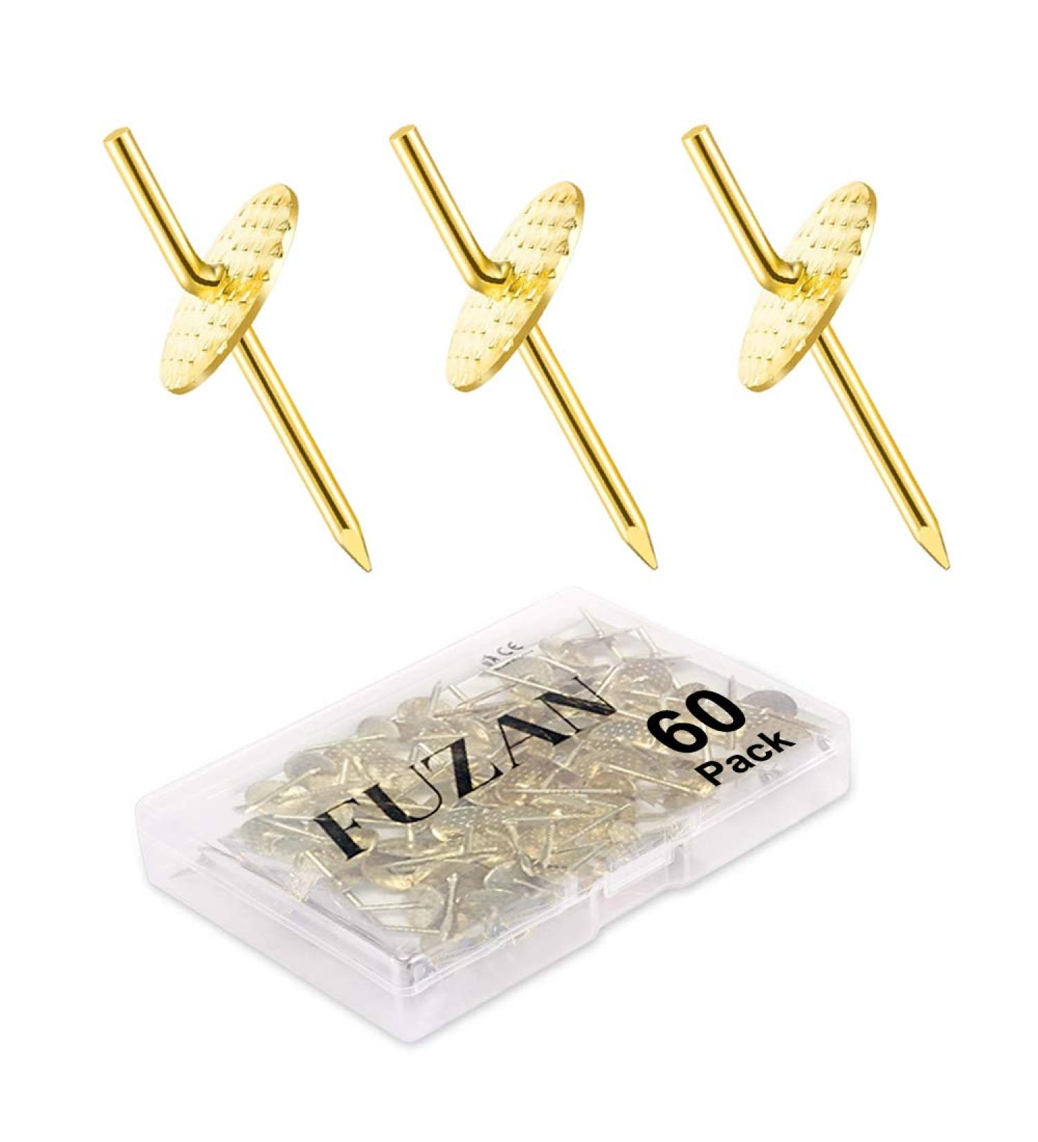 60pcs Picture Hangers  20lbs Assorted One Step Hangers  Iron Alloy Nail Hooks  Professional Plaster Picture Hanging Kit on Wooden/Drywall Hanging Hardware for Clock Mirror Jewelry Golden - Buy Online on GoSupps.com
