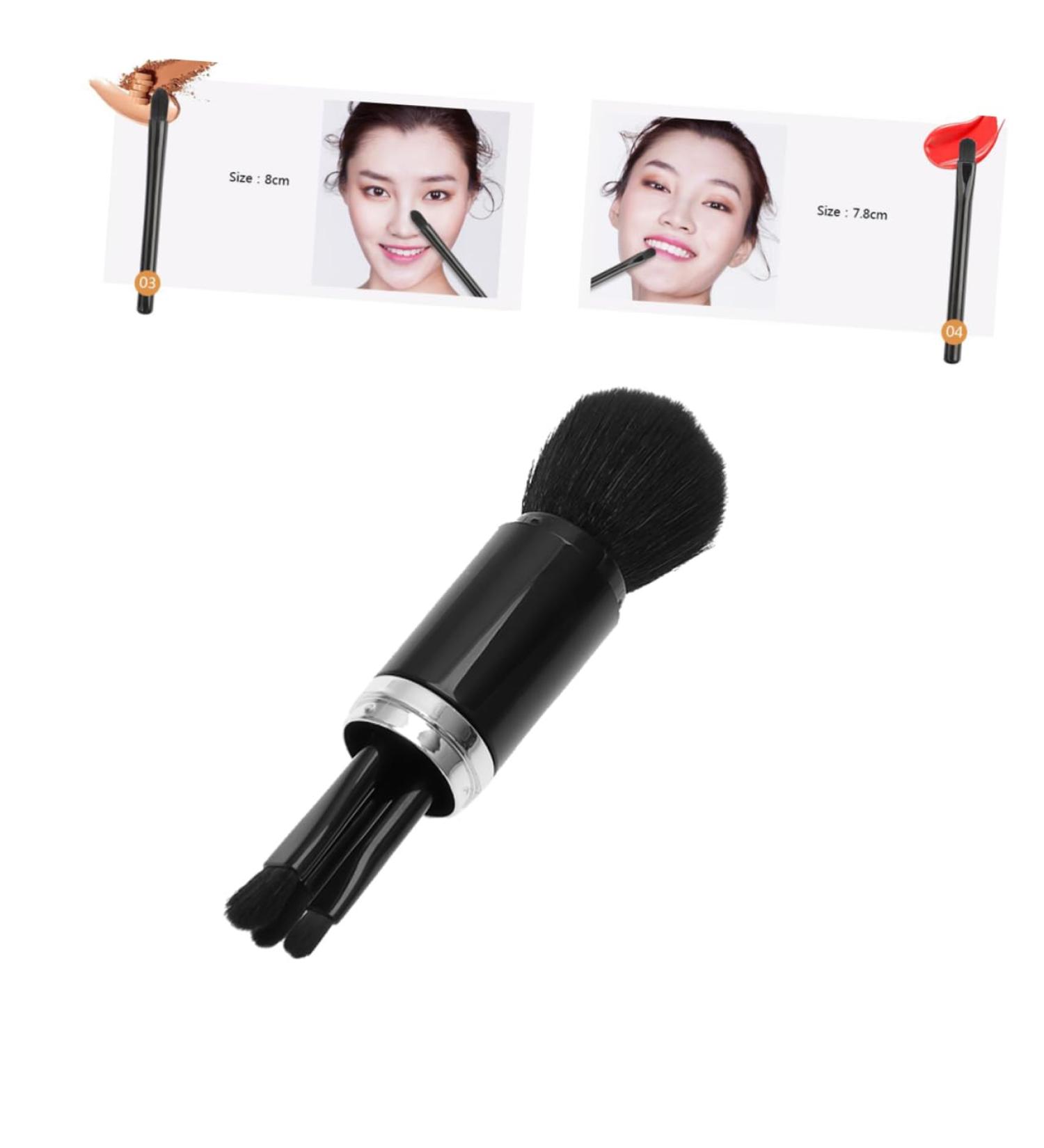 Retractable Makeup Brush Set - 4-in-1 Double-Ended Brush - Compact & Travel-Friendly | Buy Black Makeup Brushes Online - Buy Online on GoSupps.com