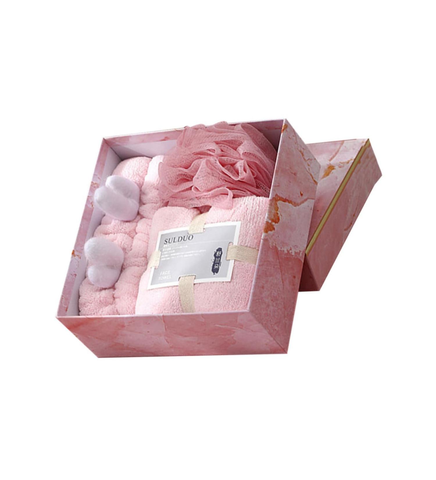 Angoily 1 Set Three Piece Bath Set Skin-Friendly Spa Hair Body Scrubber Puff Exfoliating Body Face Washing Hairband Shower Birthday Present Coral Fleece Finished Product Pink - Buy Online on GoSupps.com