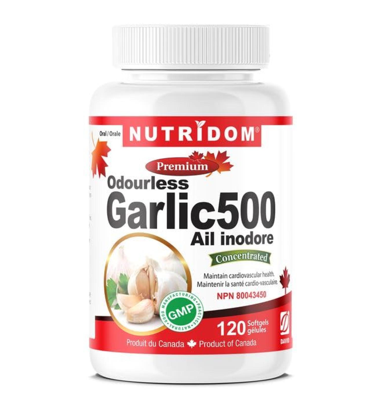 Nutridom Odourless Garlic 500 Garlic Supplement Pills (120 Softgels) - Buy Online on GoSupps.com