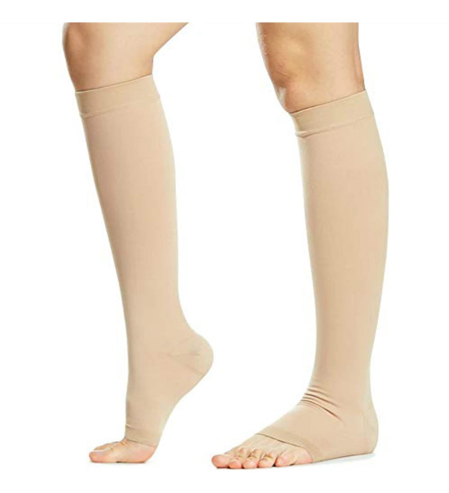 Alexander1 Open Toe Compression Socks for Women - Knee High 20-30 mmHg Support for Varicose Veins & Edema - XXL Skin Color - Buy Online on GoSupps.com