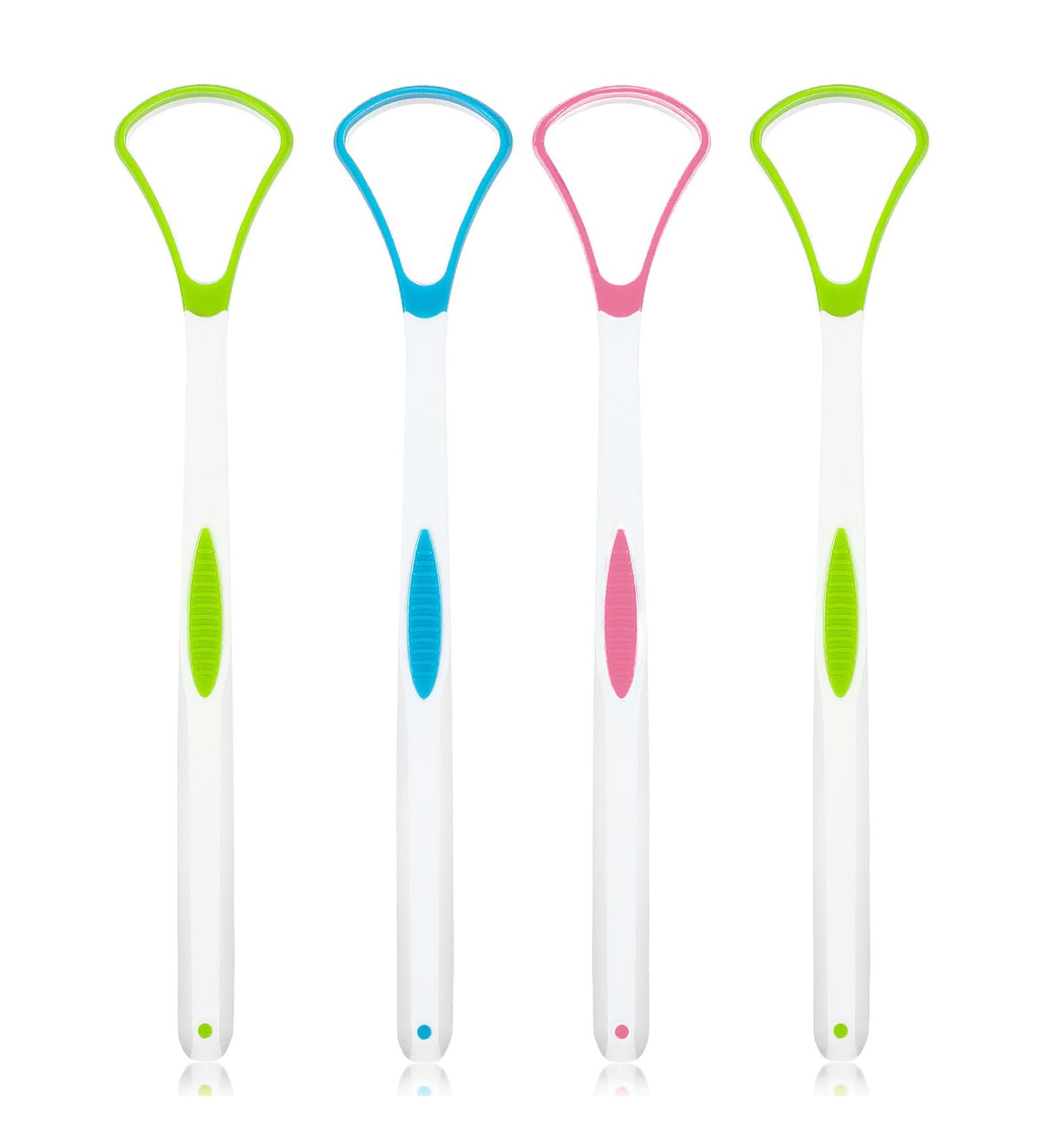 Premium BPA Free Tongue Scraper Cleaner for Adults & Kids - 4 Pack for Healthy Oral Hygiene & Bad Breath Relief - Buy Online on GoSupps.com