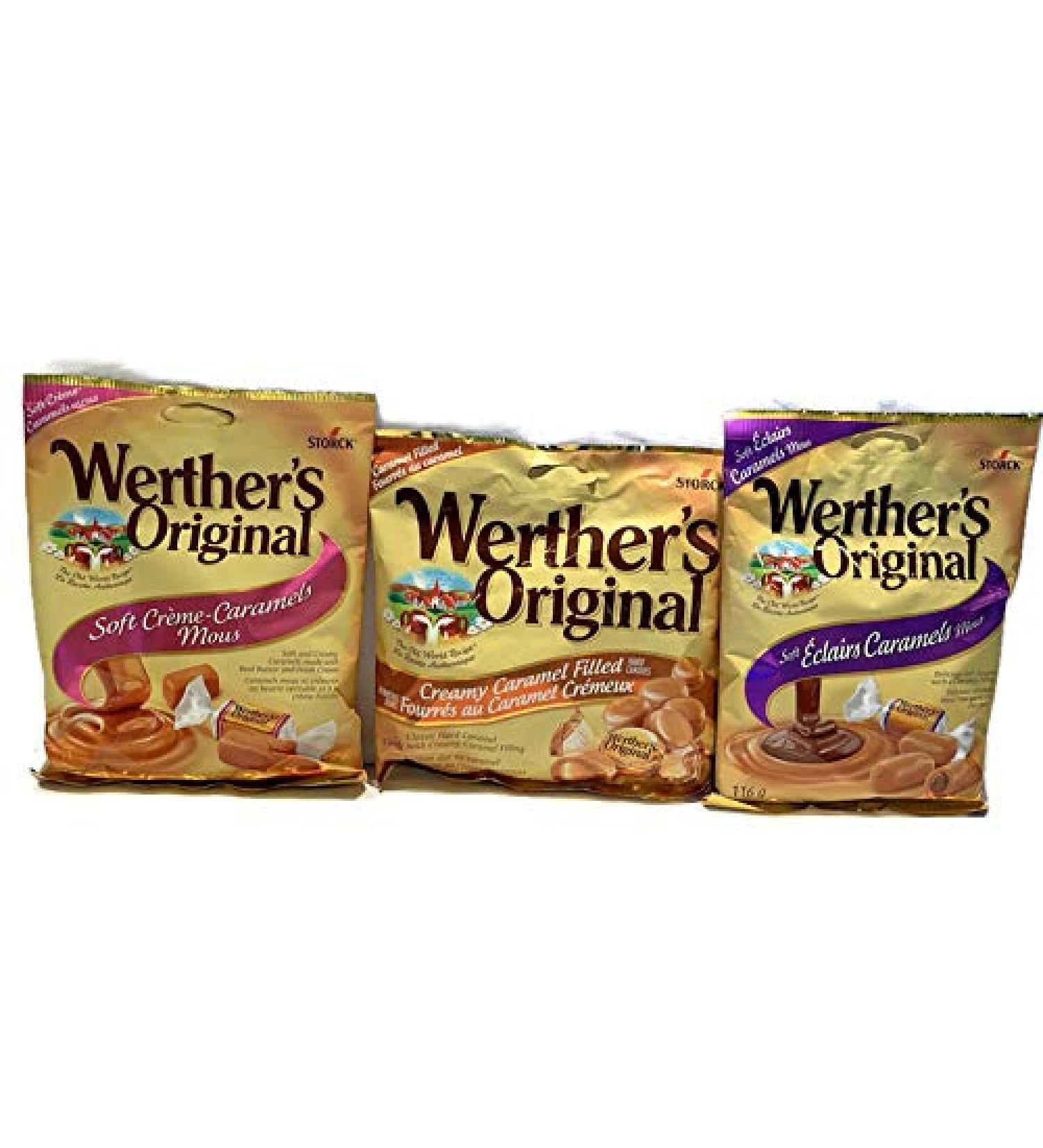 WERTHERS Original 3 Pack - Creamy Caramel Filled Hard Candies Soft Eclairs Caramels Soft Creme-Caramels - Buy Online on GoSupps.com